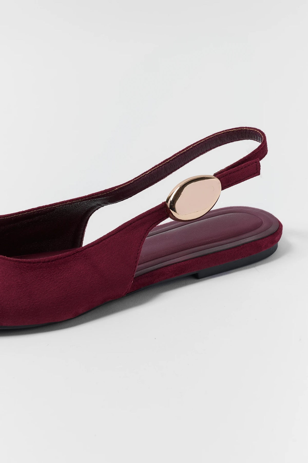 Burgundy Faux Suede Slingback Flats