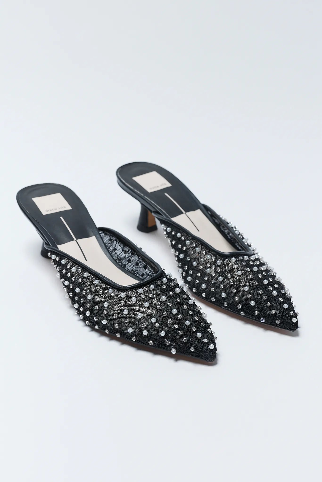 Cleo Black Embellished Kitten Heels
