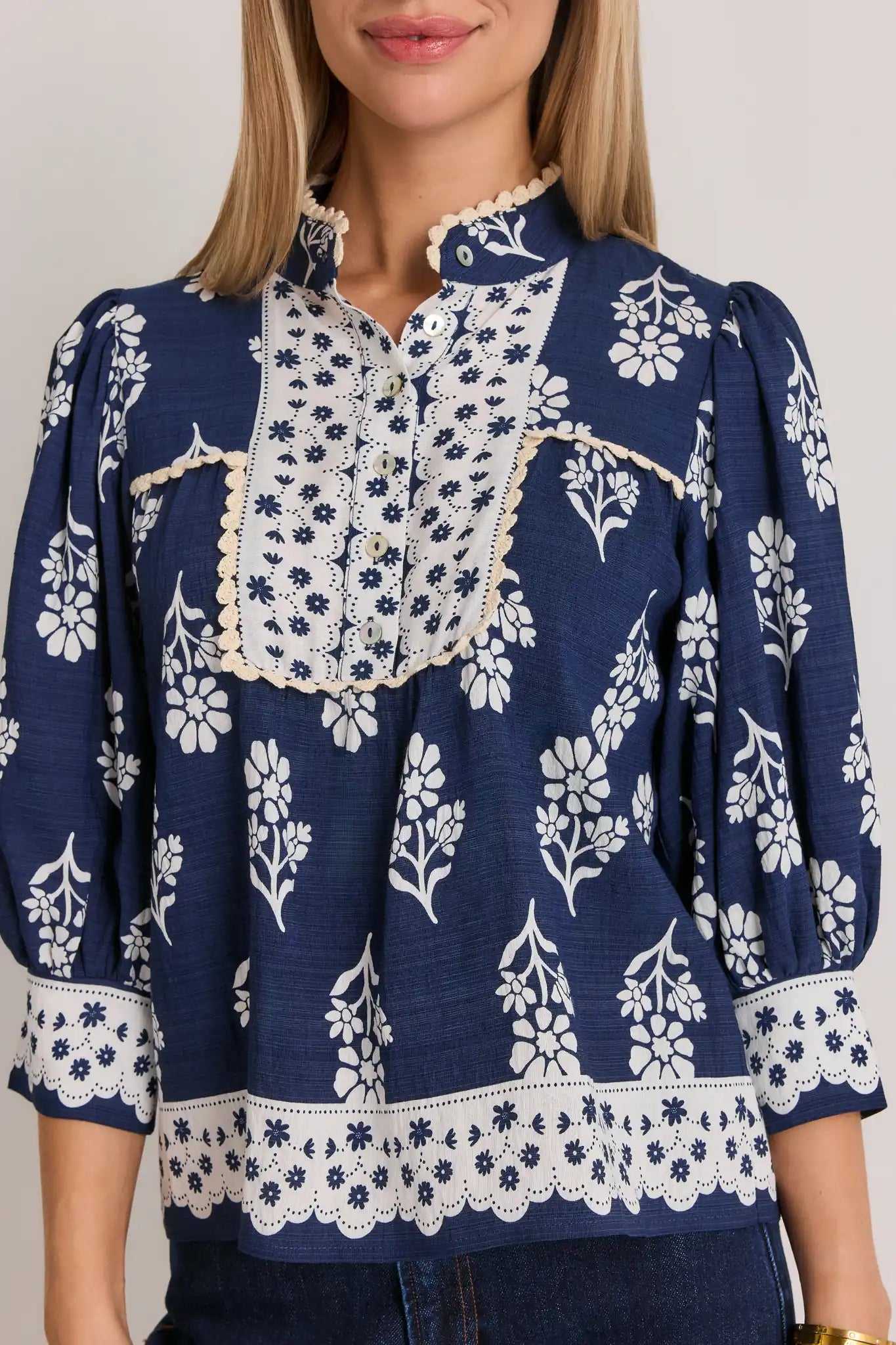 Collier Navy Printed Top by THML