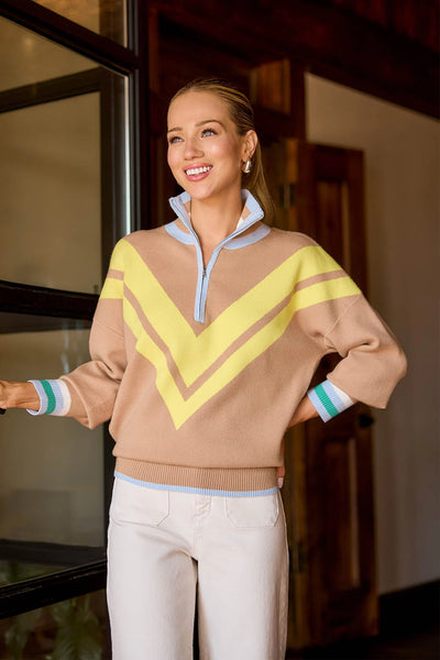 Collin Tan Knit Quarter Zip Sweater | Avara