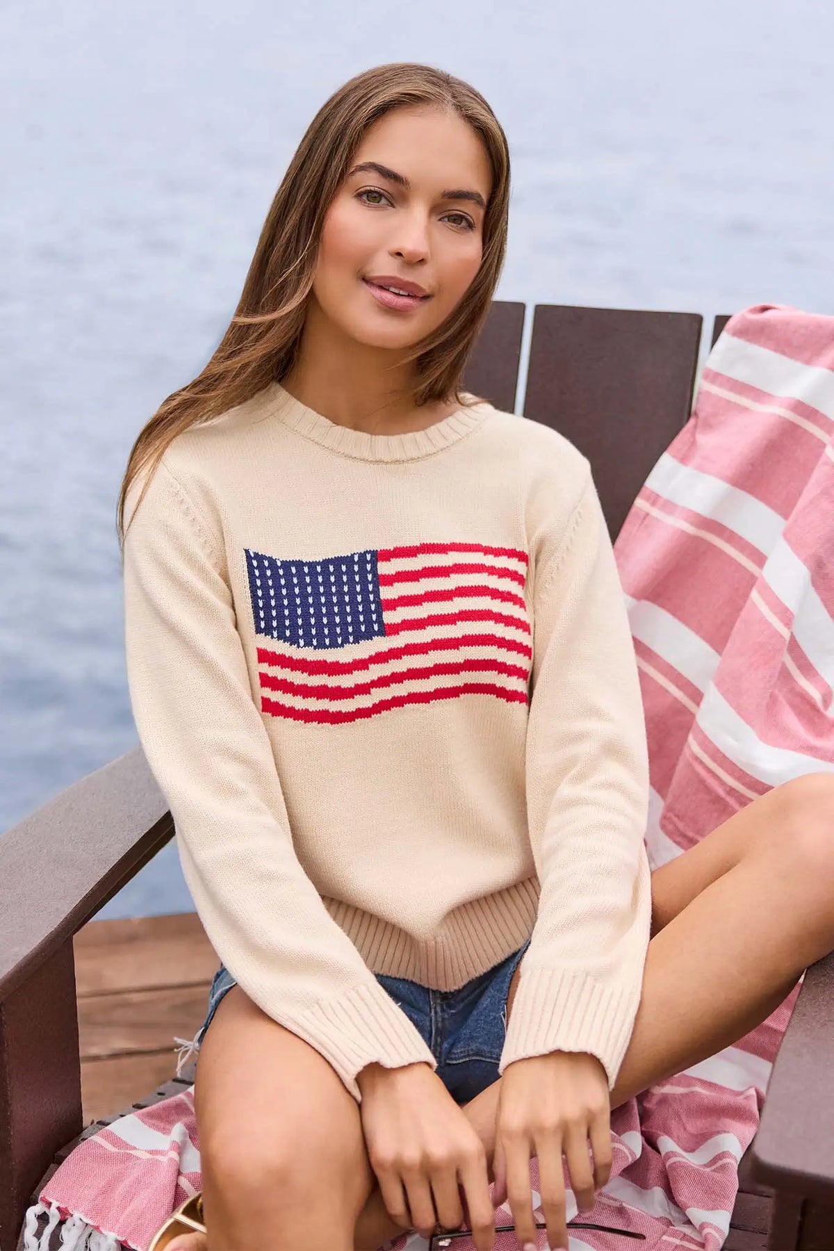 Cream American Flag Knit Sweater | Avara | Avara