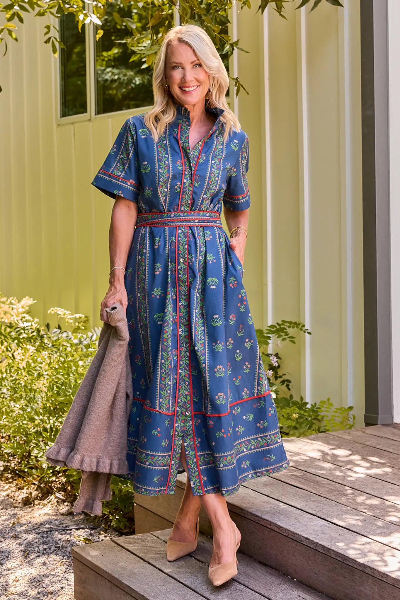 Delphine Navy Printed Midi Dress