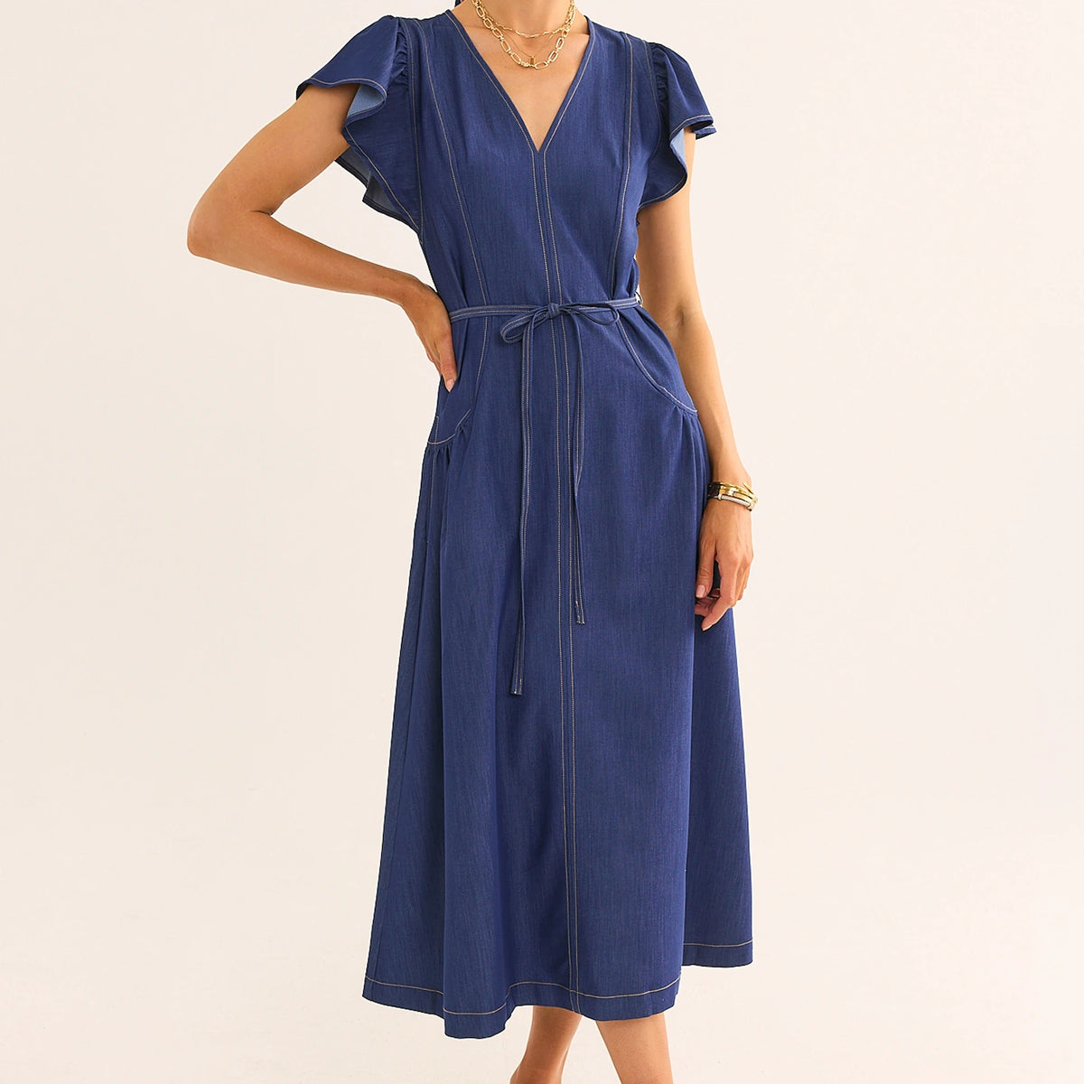 arlington denim wrap dress Veronica Beard Arlington Denim Wrap Dress In Blue - 30% Off