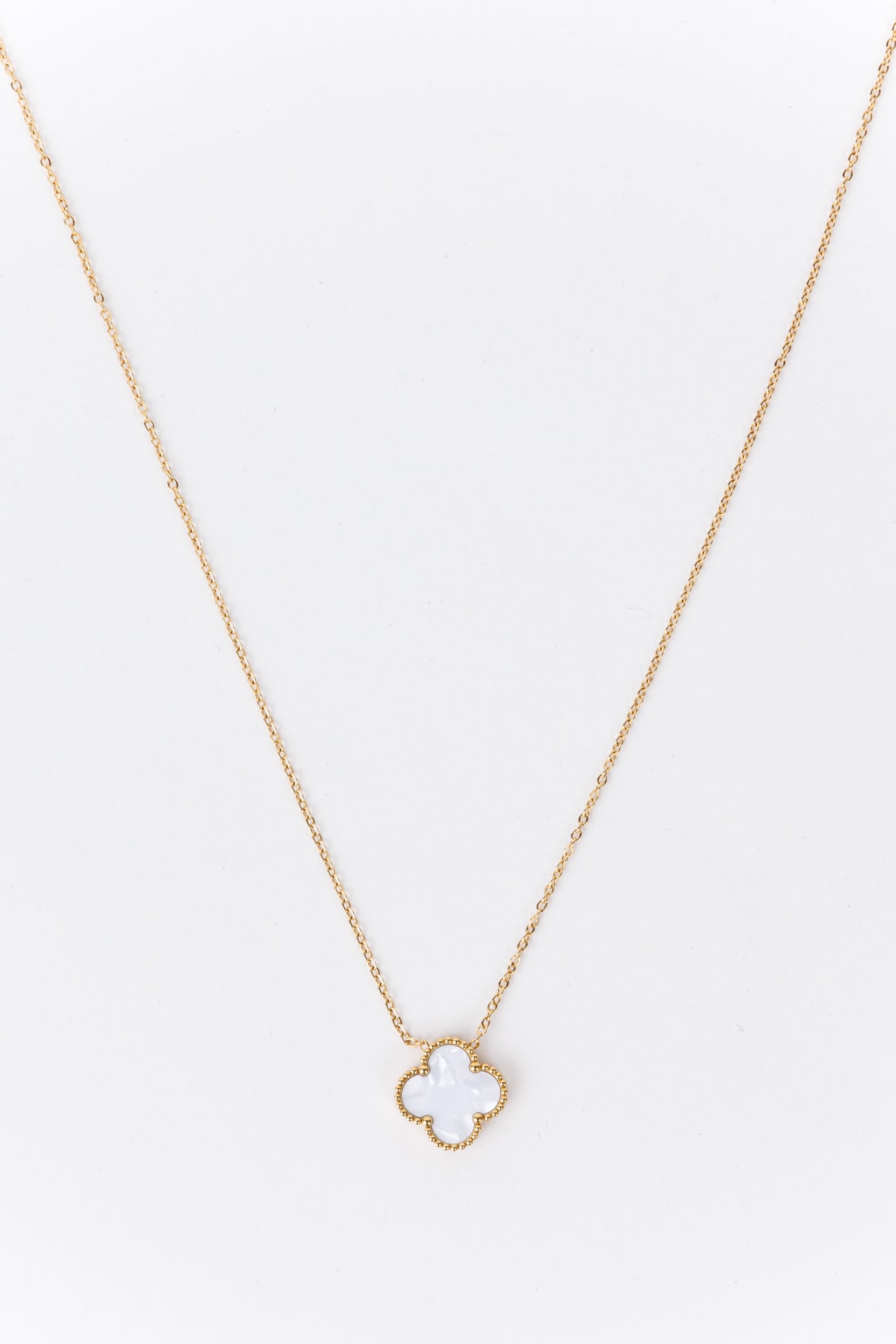 Alora  Clover Pendant Necklace- White