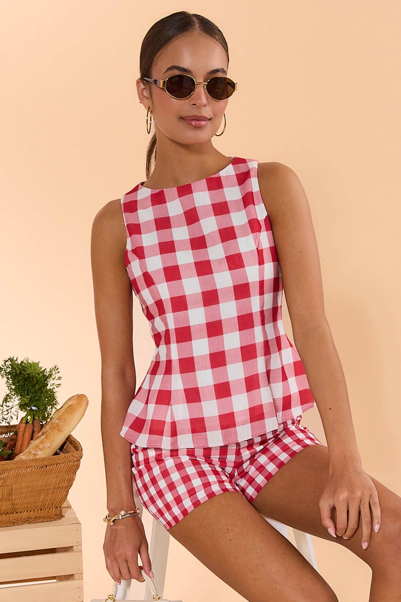 Eleanor Red Gingham Top
