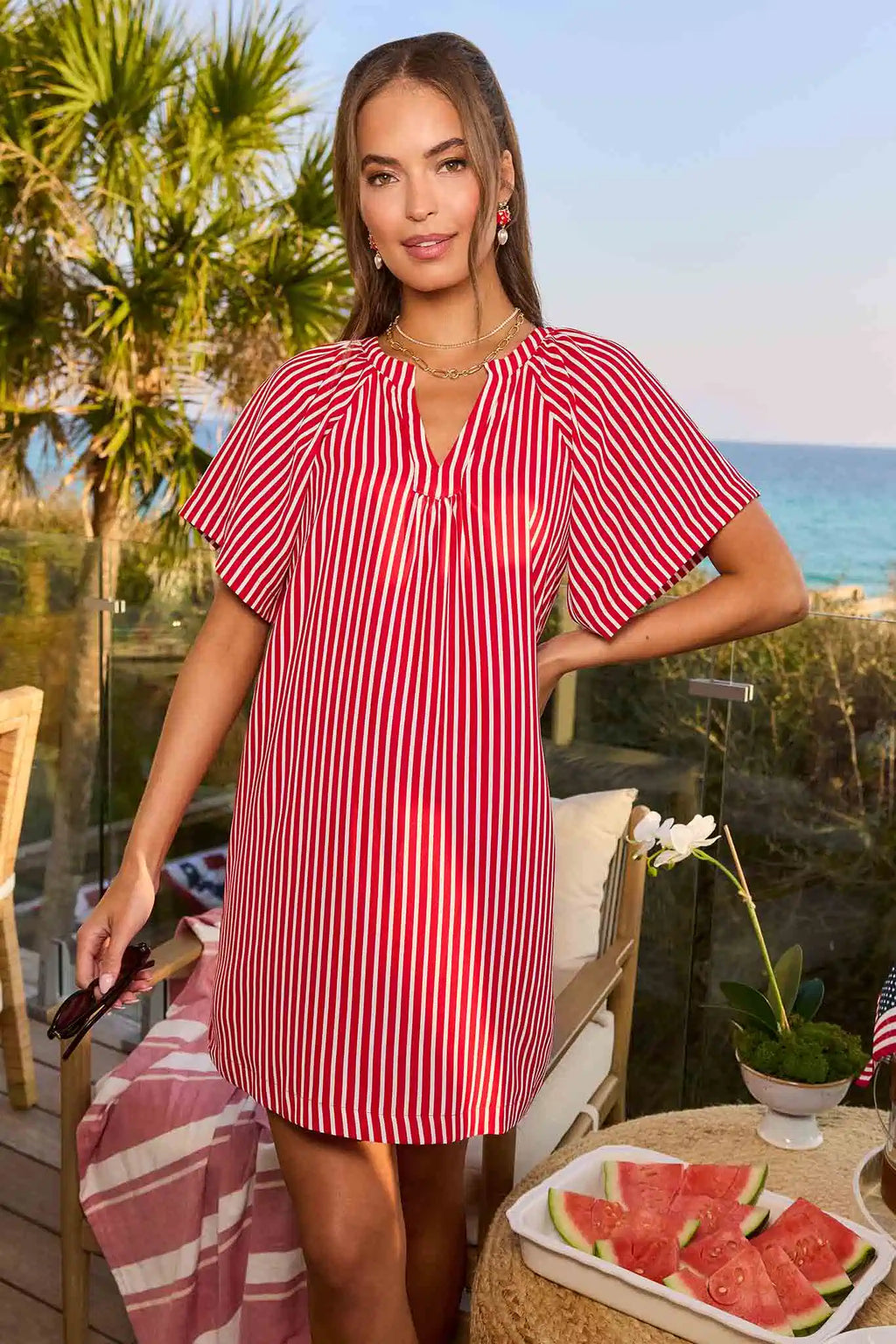fitted lace wedding dress Alfalfa Shift Mini Dress Red Stripe