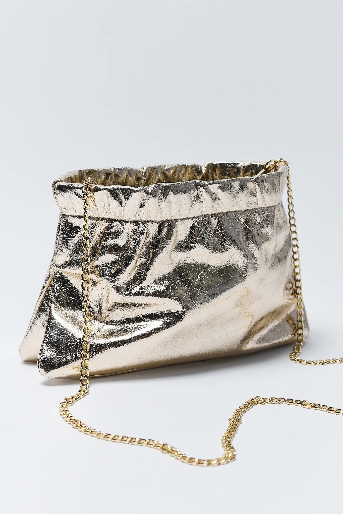 Everly Gold Metallic Clutch