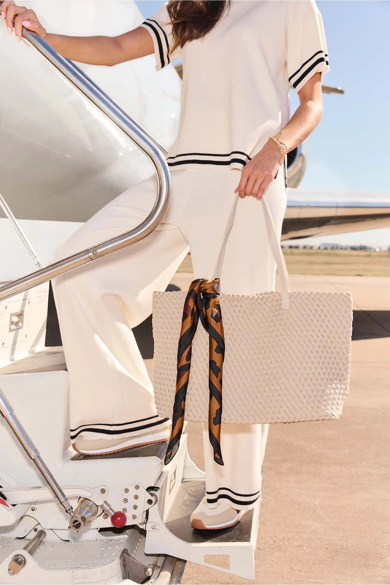 Evie Tan Woven Tote Bag