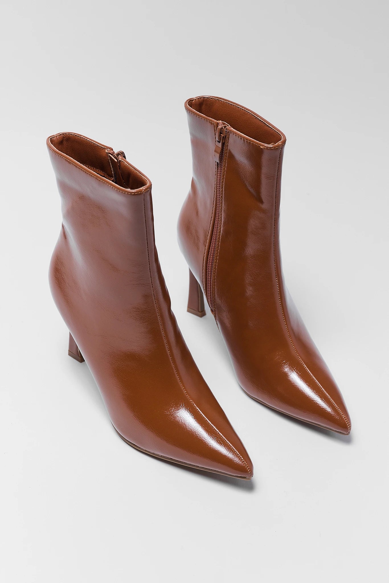 Faux Leather Pointed Toe Ankle Boots