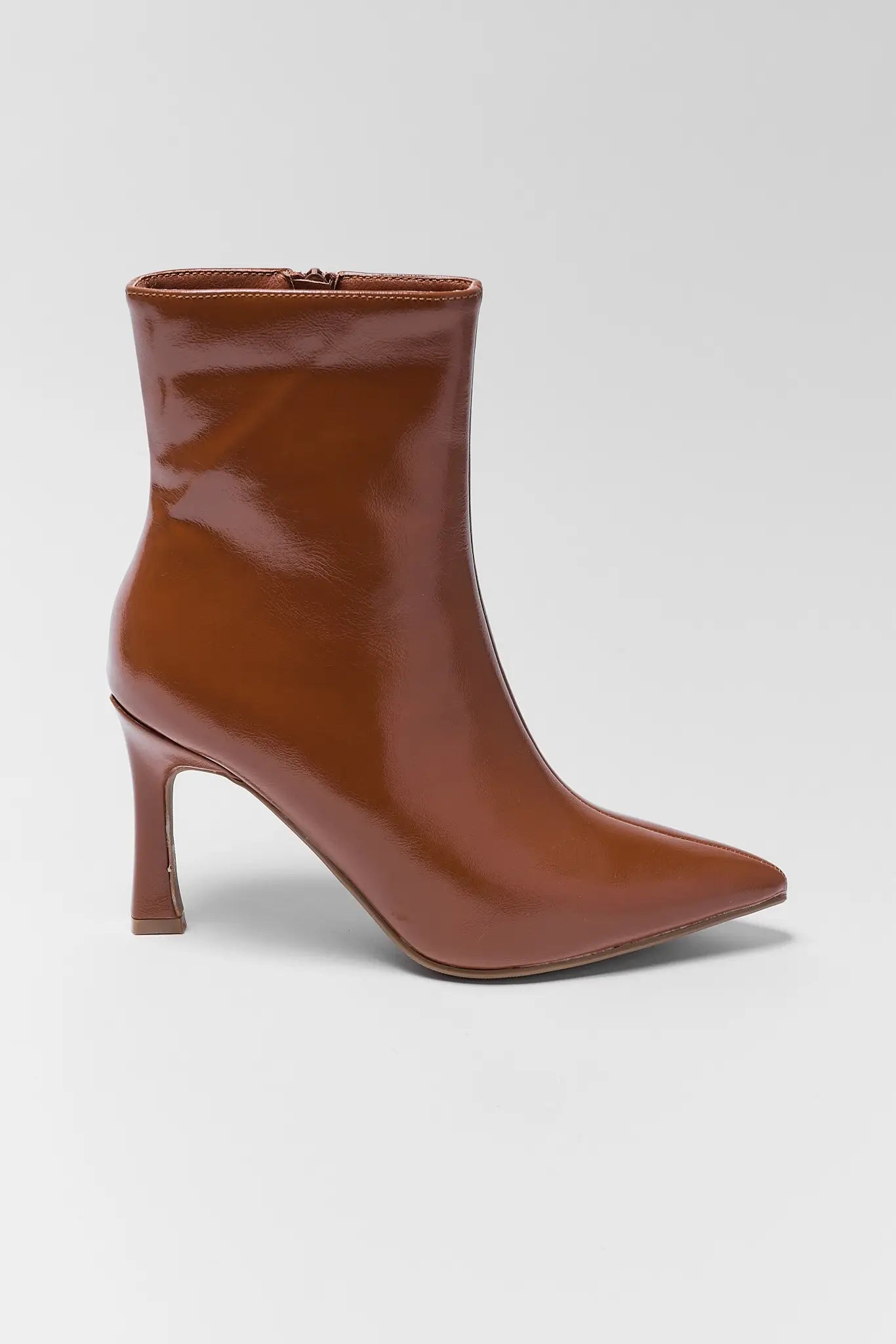 Faux Leather Pointed Toe Ankle Boots