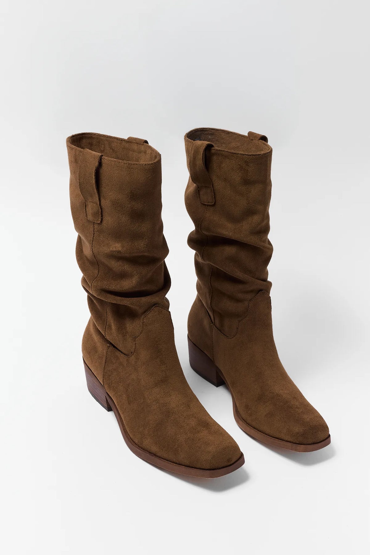 Faux Suede Slouchy Western Boots