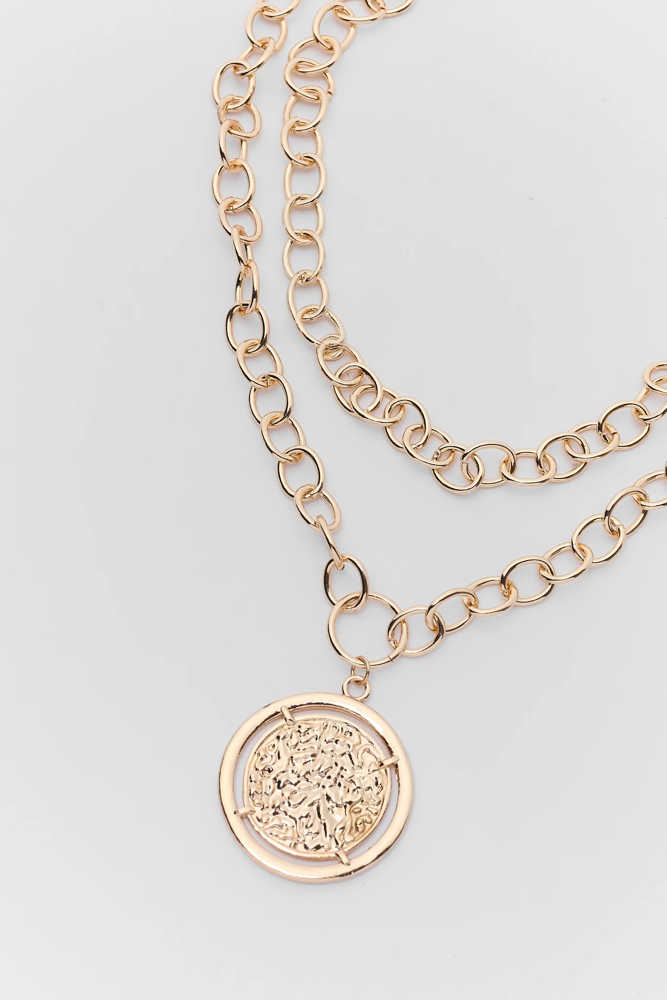 Gold Chain Coin Charm Necklace