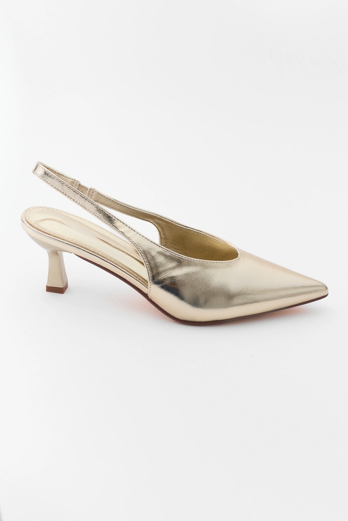 Gold Pointed Toe Slingback Heels