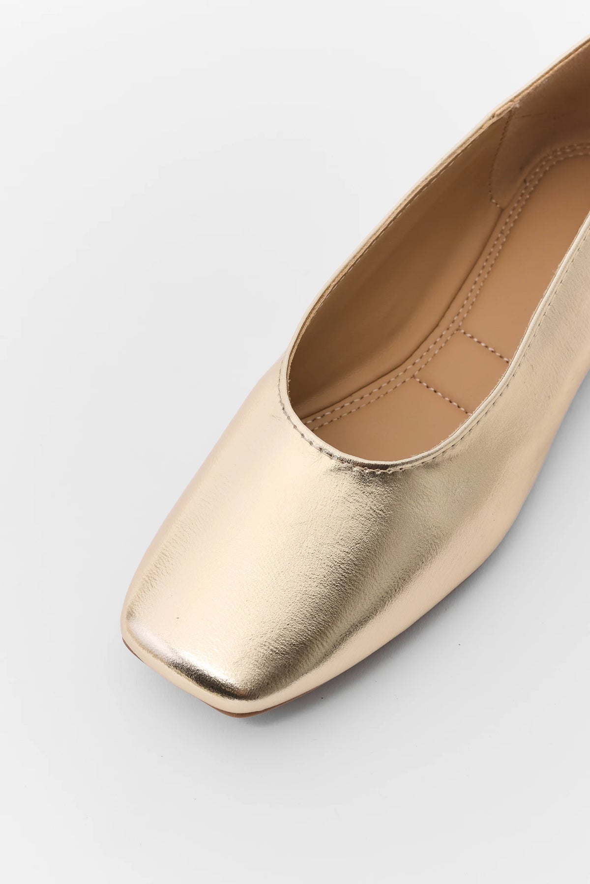 Gold Square Toe Ballet Flats