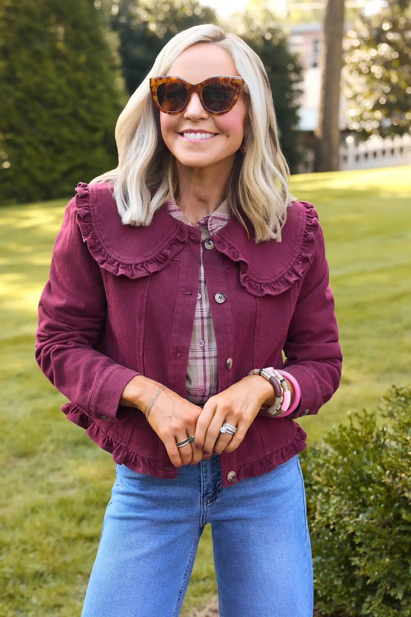 Gracie Burgundy Denim Jacket