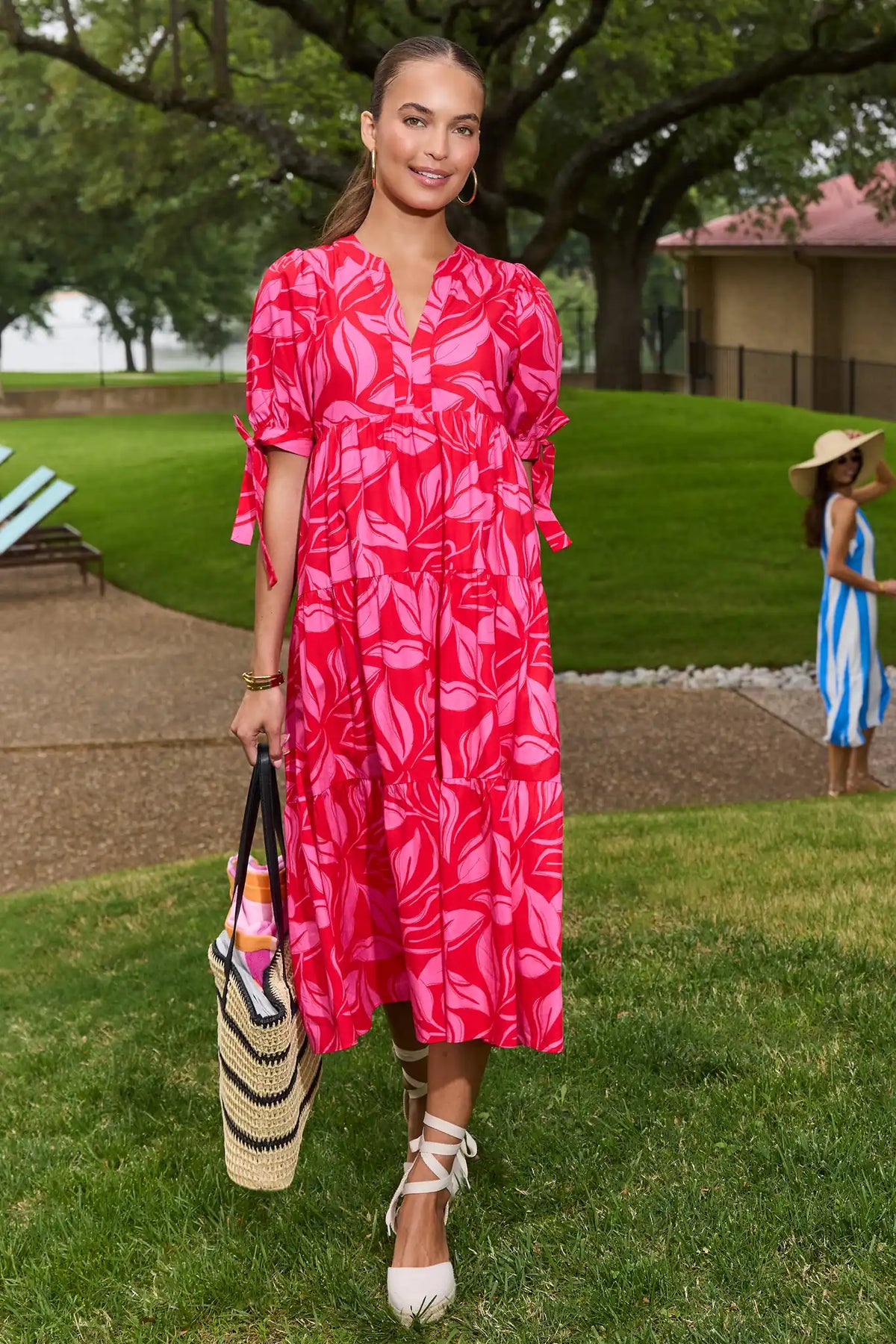 Harriet Red Printed Midi Dress | Women's Clothing