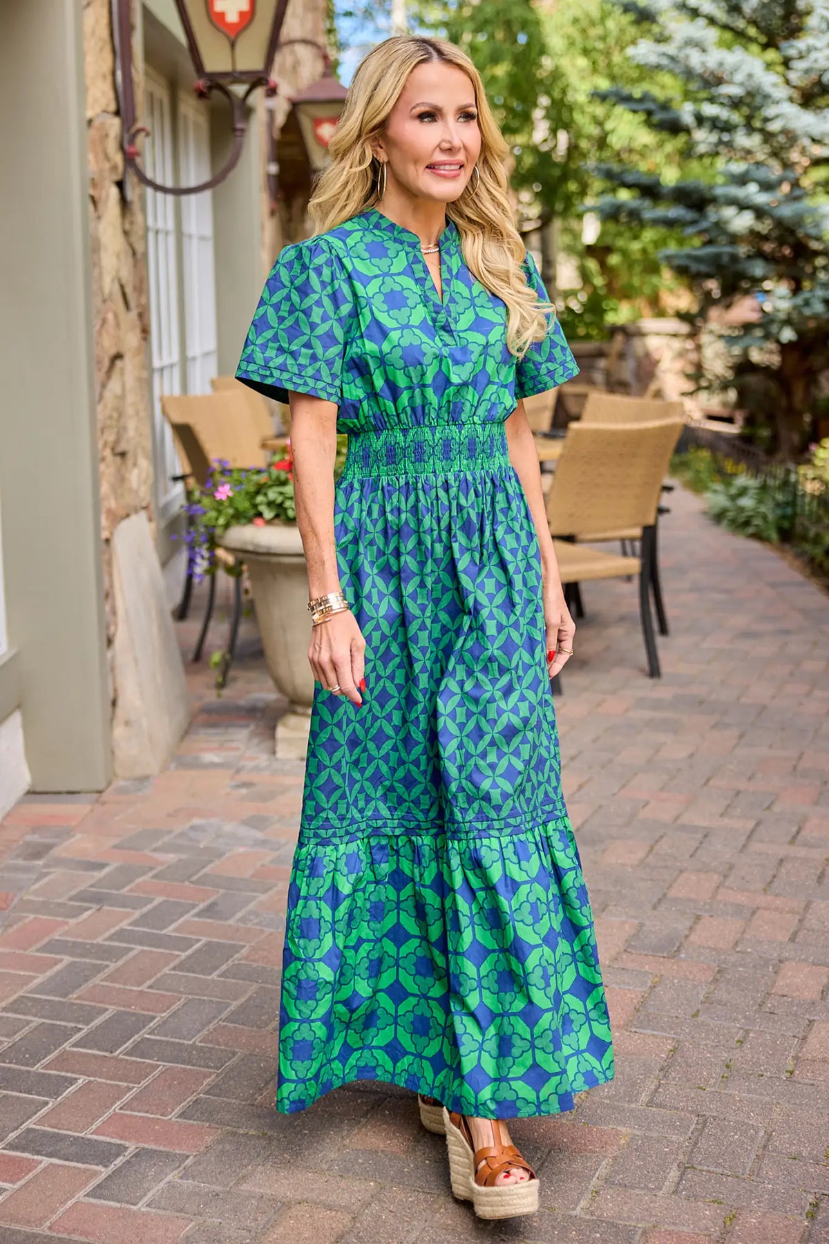 green women dress Isabella Print Maxi | Women's Clothing Spring summer 25 modest lilac long prom Savannah is wearing the Color:black long version