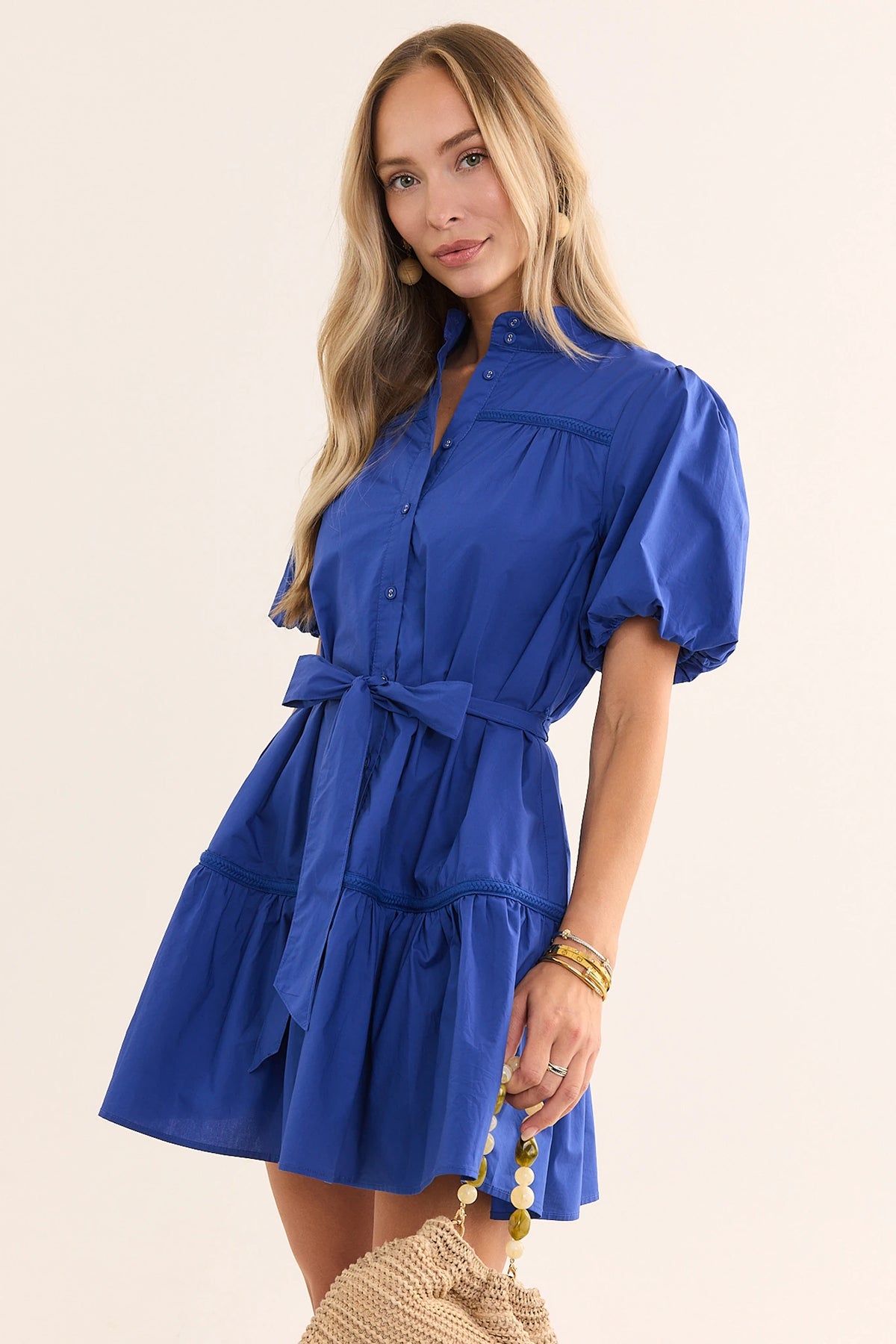 Jane Navy Tie Waist Short Dress | Women's Clothing