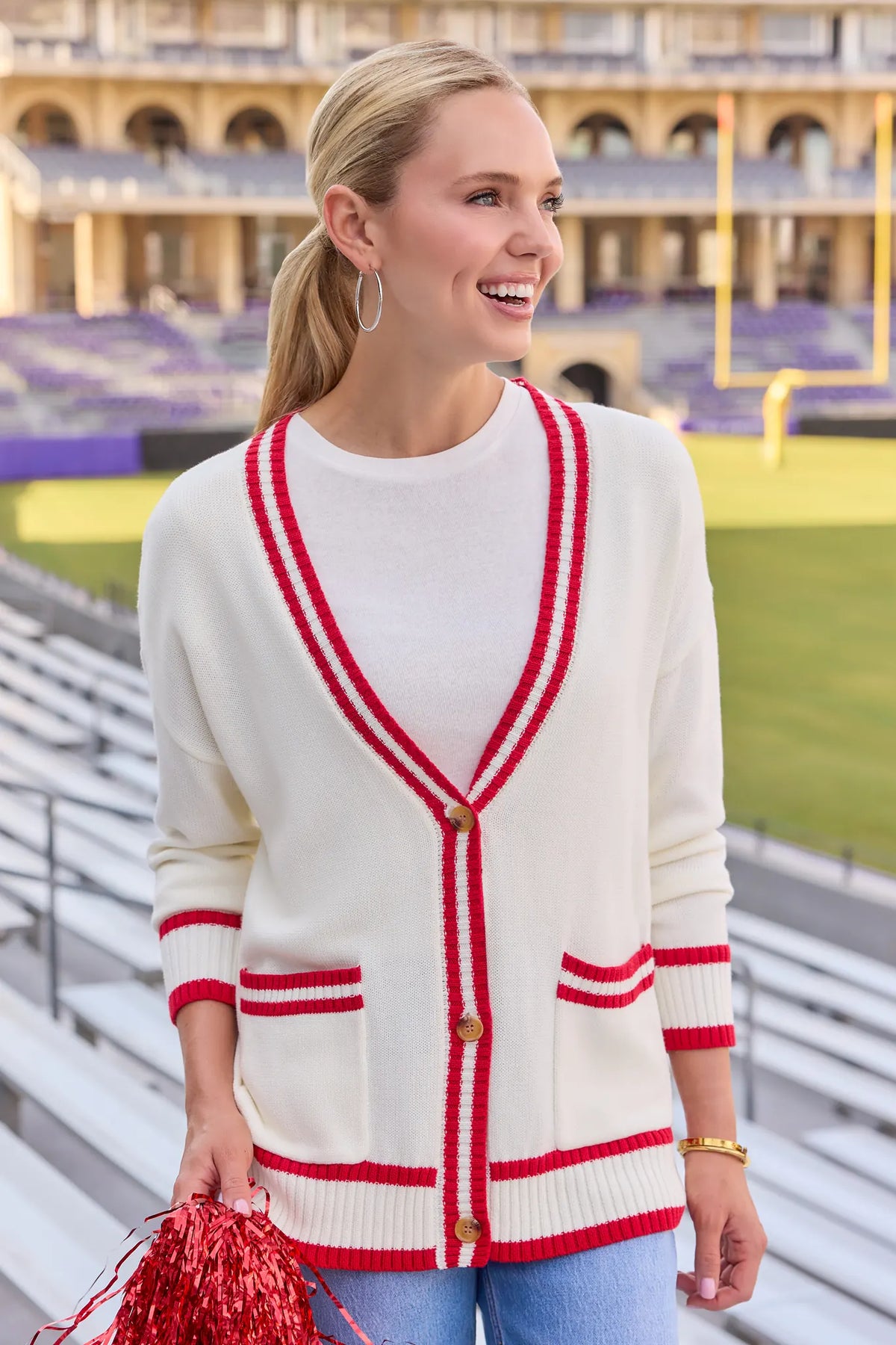 Jenna Ivory Applique Cardigan | Avara