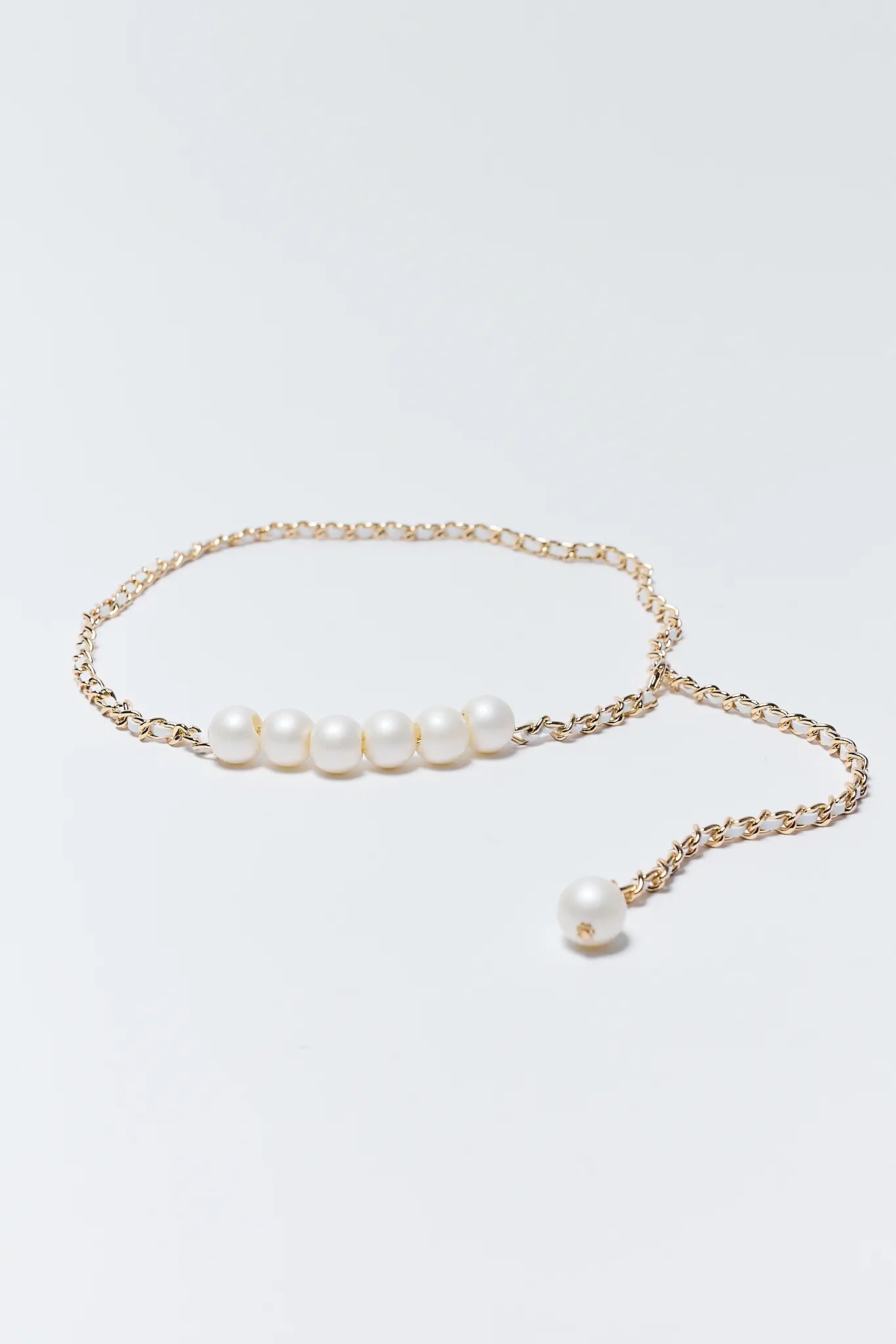 Kinley White Pearl Chain Belt