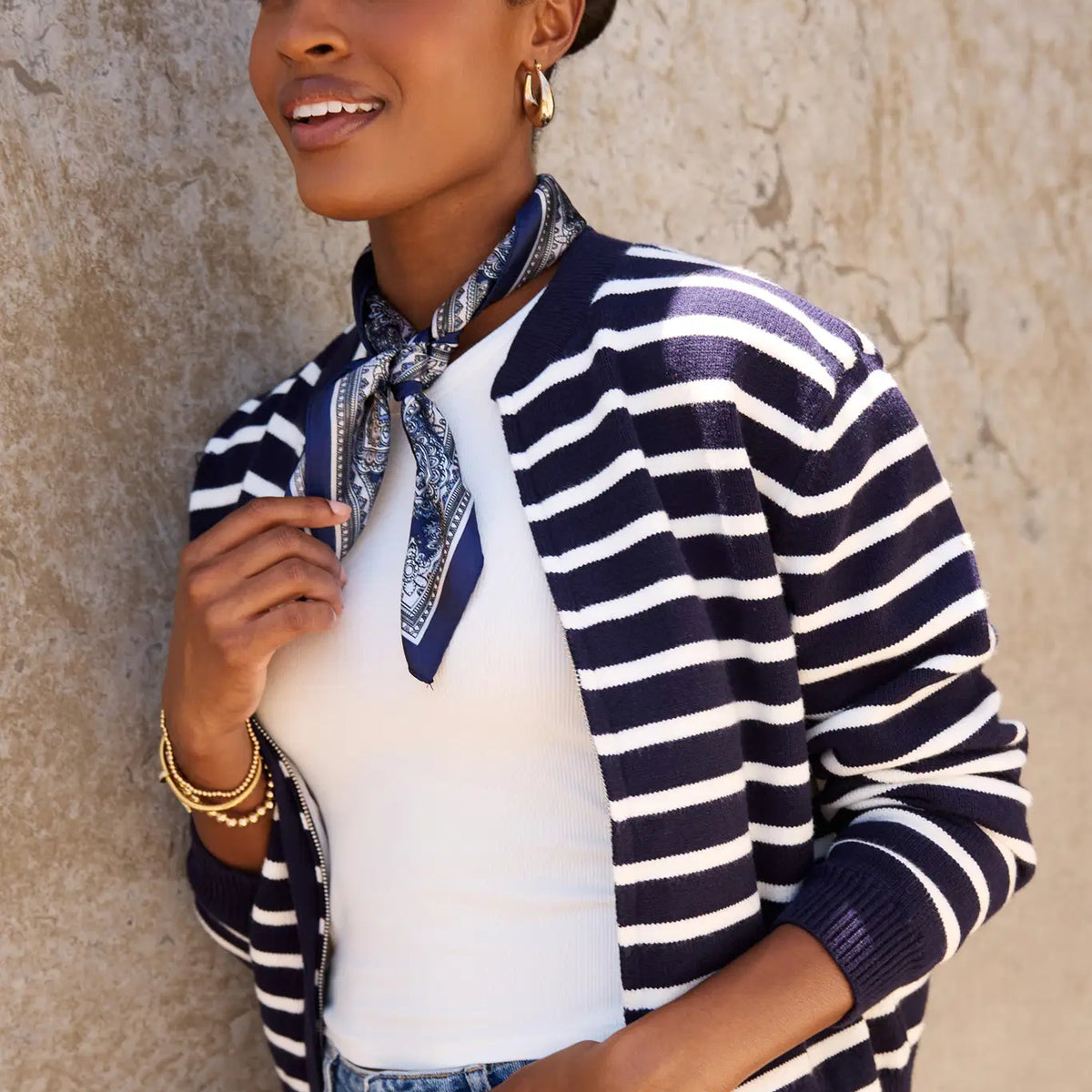 Women's Striped Knit Jacket | Avara | Avara