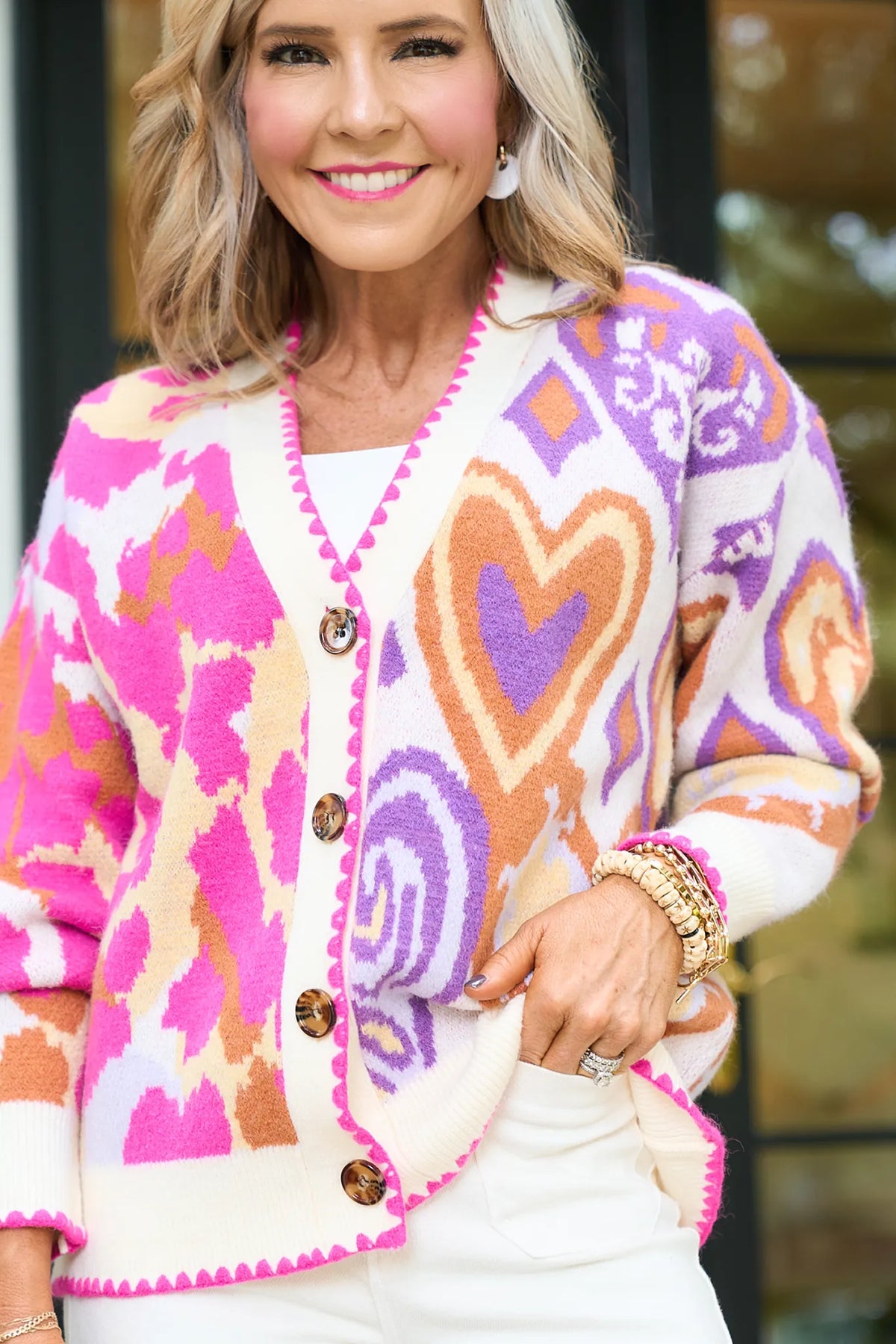 Leslie Pink Printed Cardigan | Avara