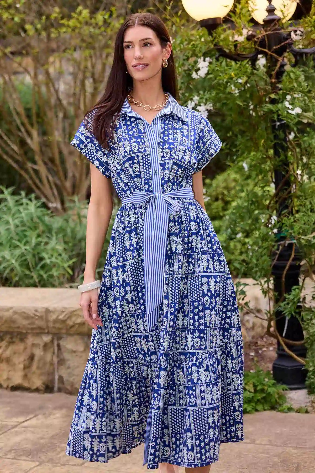 Navy Patterned Maxi Dress | Avara