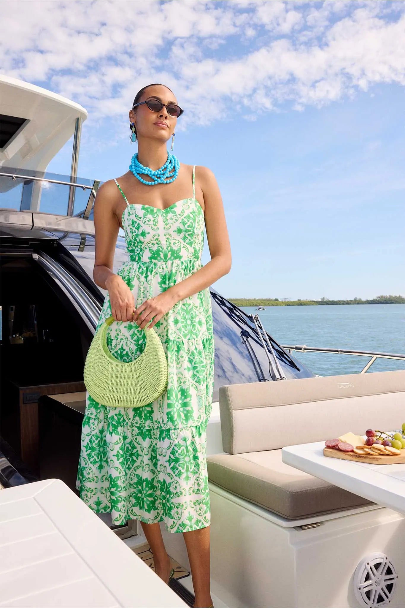 Lori Green Printed Midi Dress