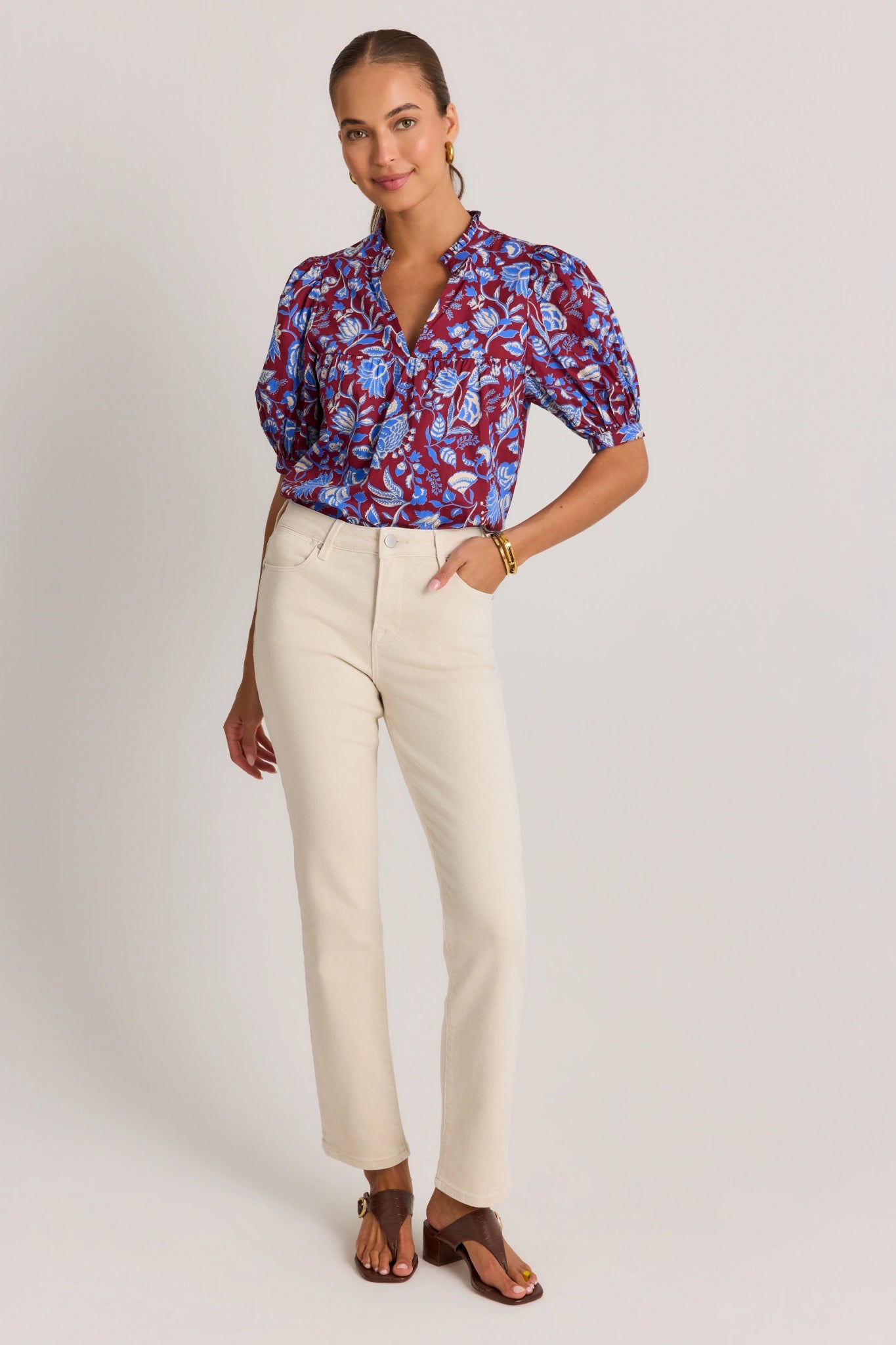 Lyla Burgundy Floral Printed Top