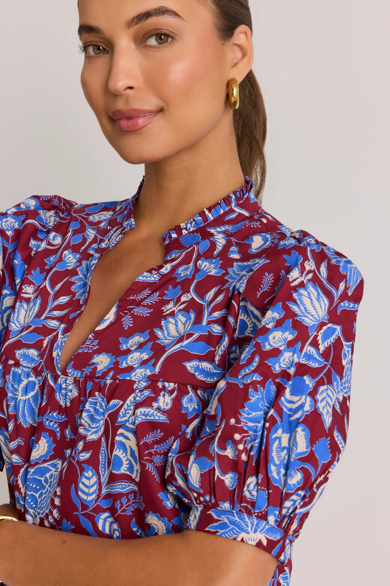 Lyla Burgundy Floral Printed Top