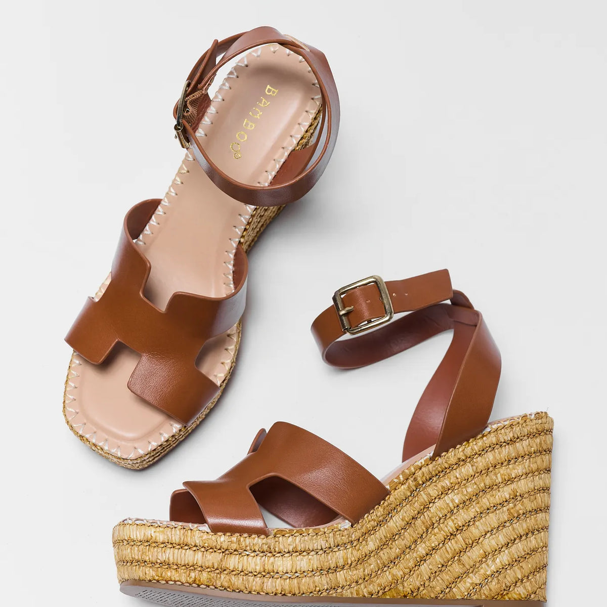 SAS Chestnut Leather Wedge Sandals Size 8.5 Madison Chestnut Faux Leather Wedges | Avara main image 3