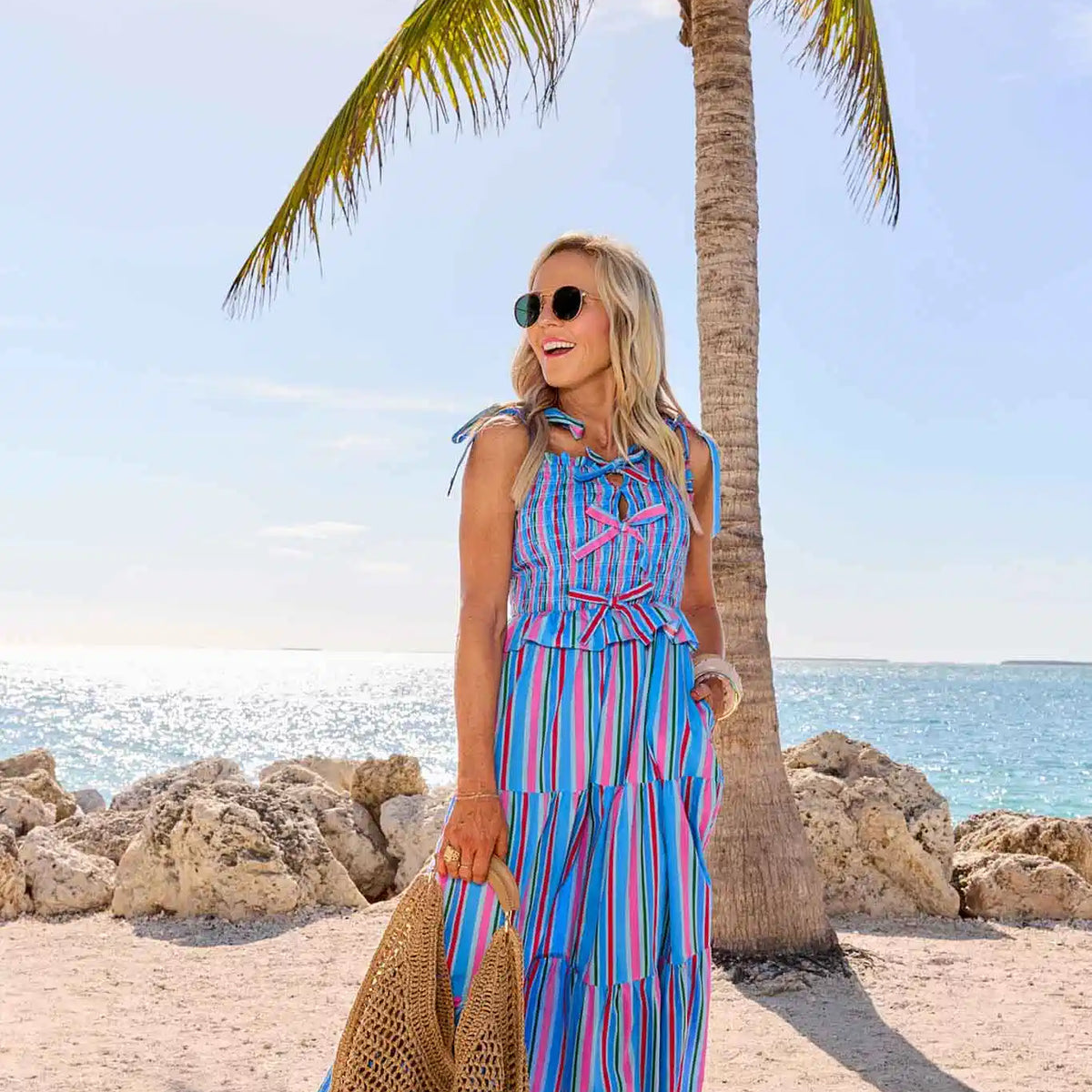 Margot Blue Striped Maxi Dress | Women's Clothing