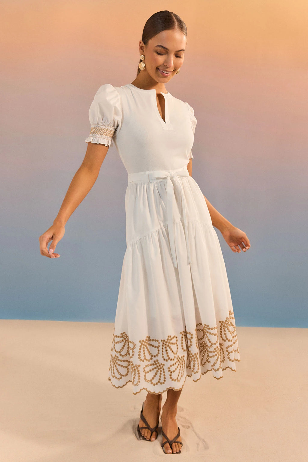 Hyacinth House | Navy Embroidery Eliza Midi Dress
