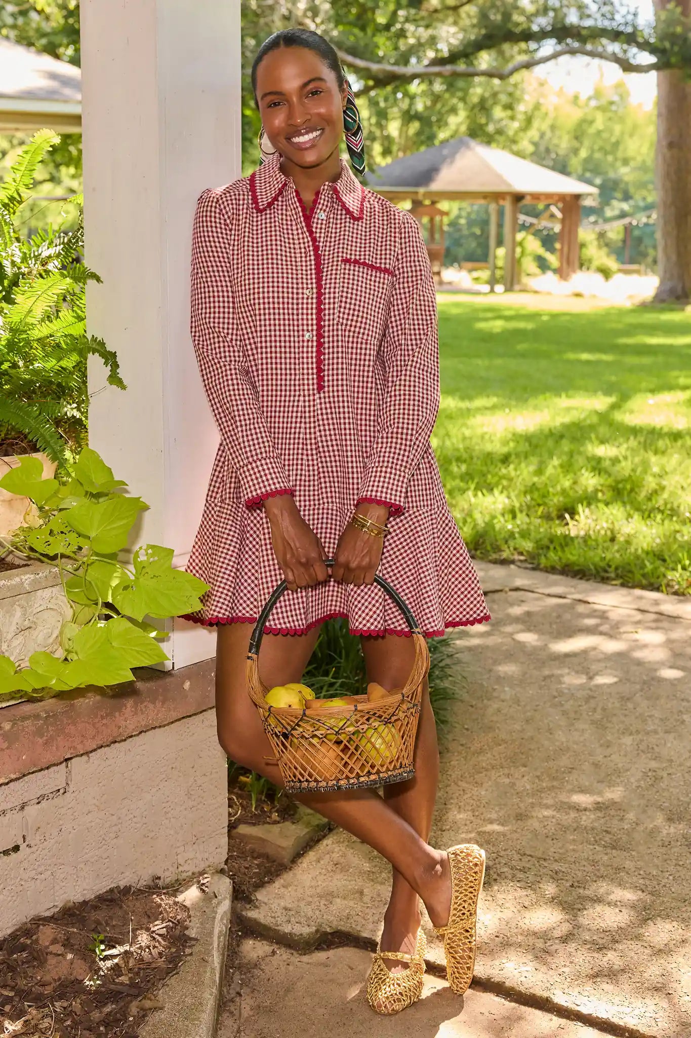 Meagan Red Gingham Drop Waist Dress