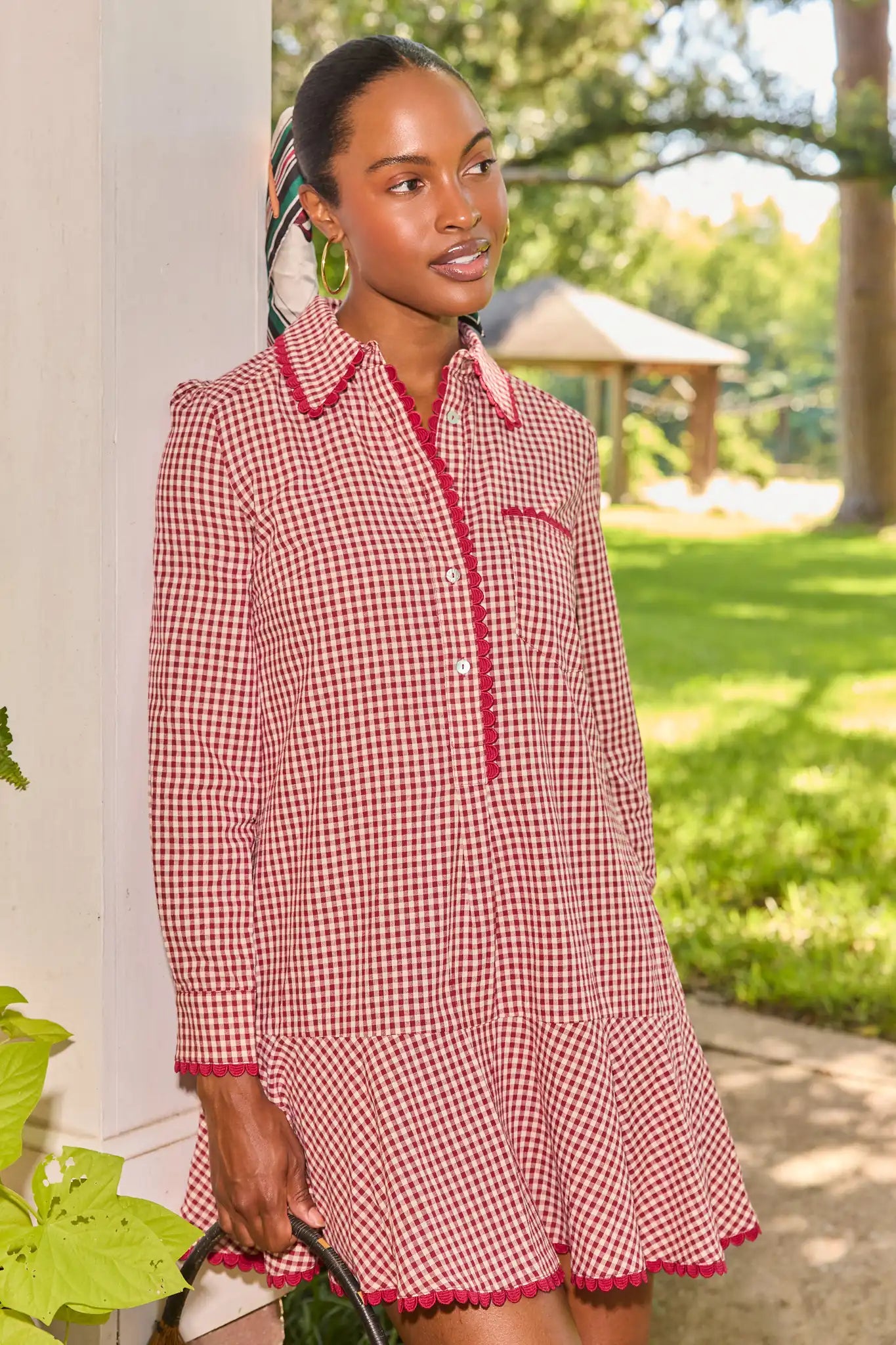 Meagan Red Gingham Drop Waist Dress