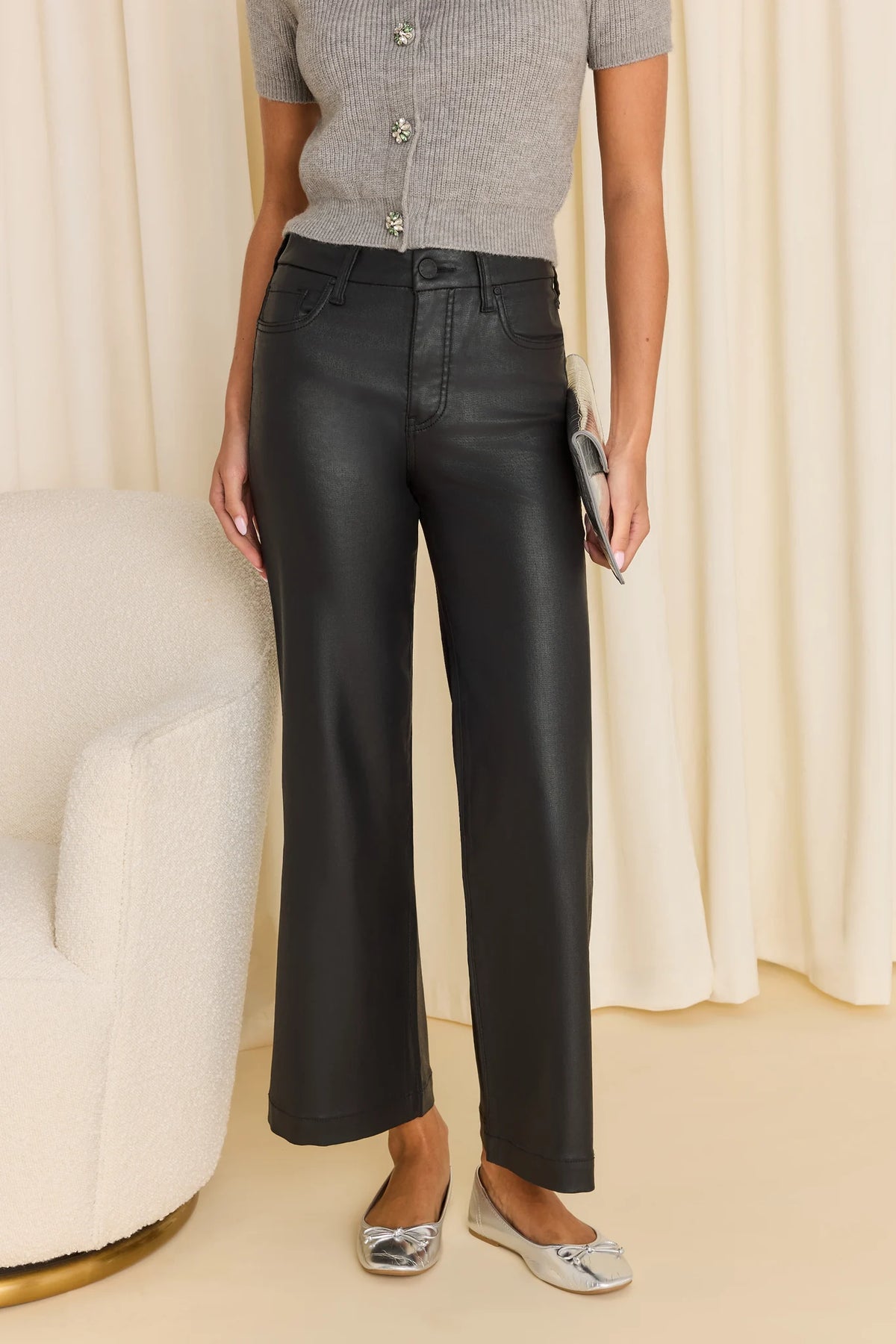 Meg Black Wax Coated Jeans by KUT
