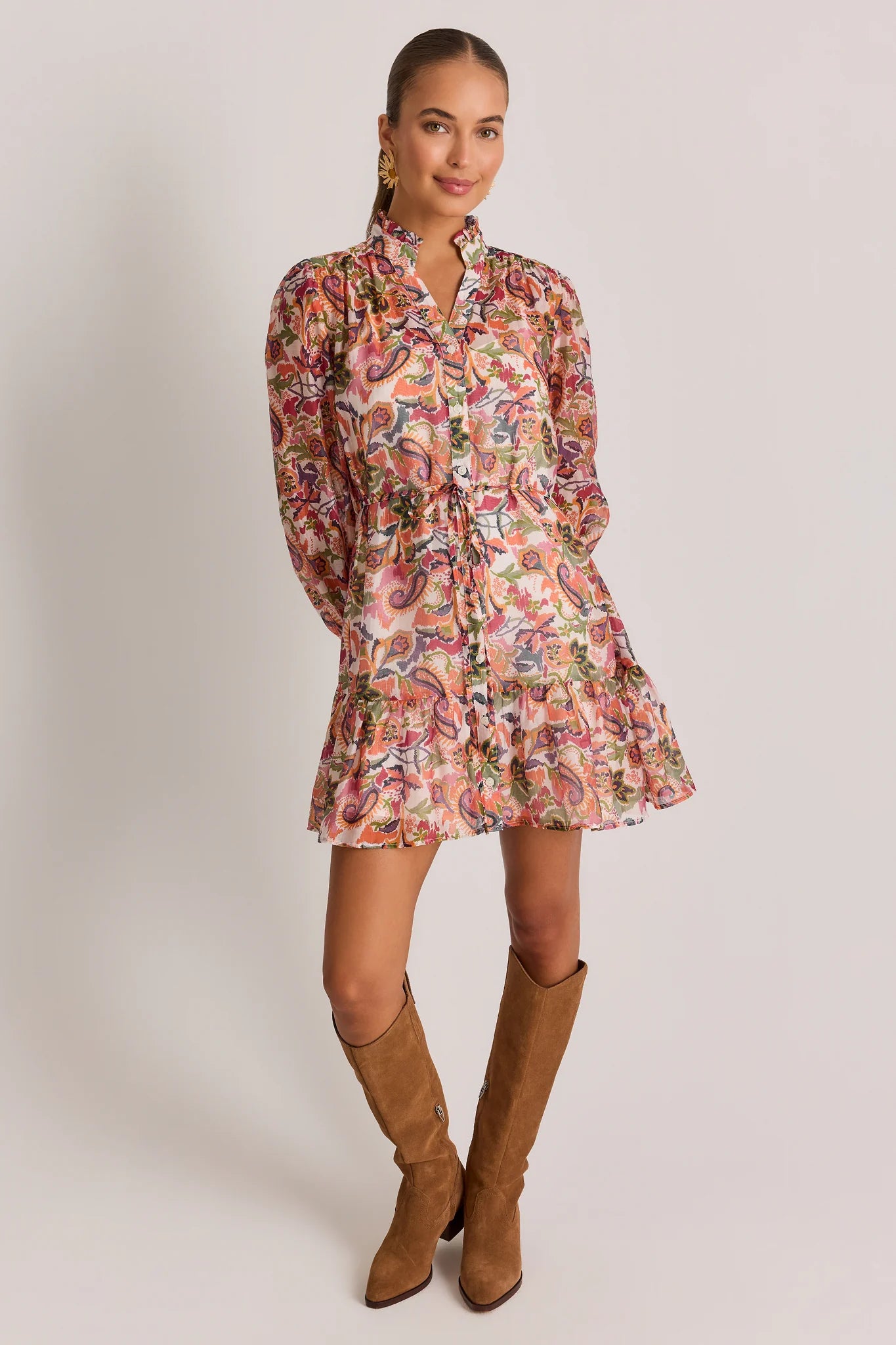 Multi Paisley Print Short Dress