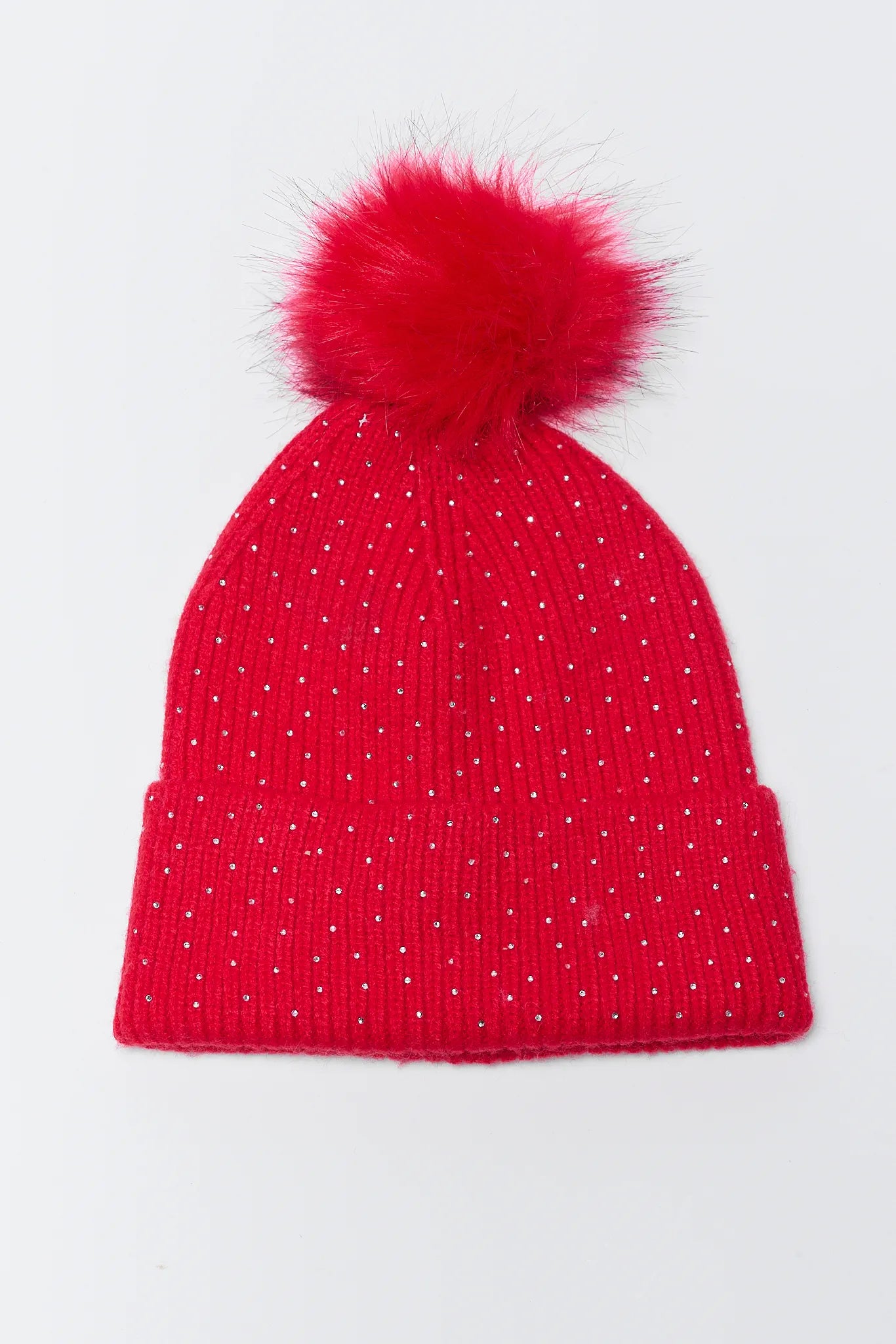 Natalia Red Pom Pom Beanie