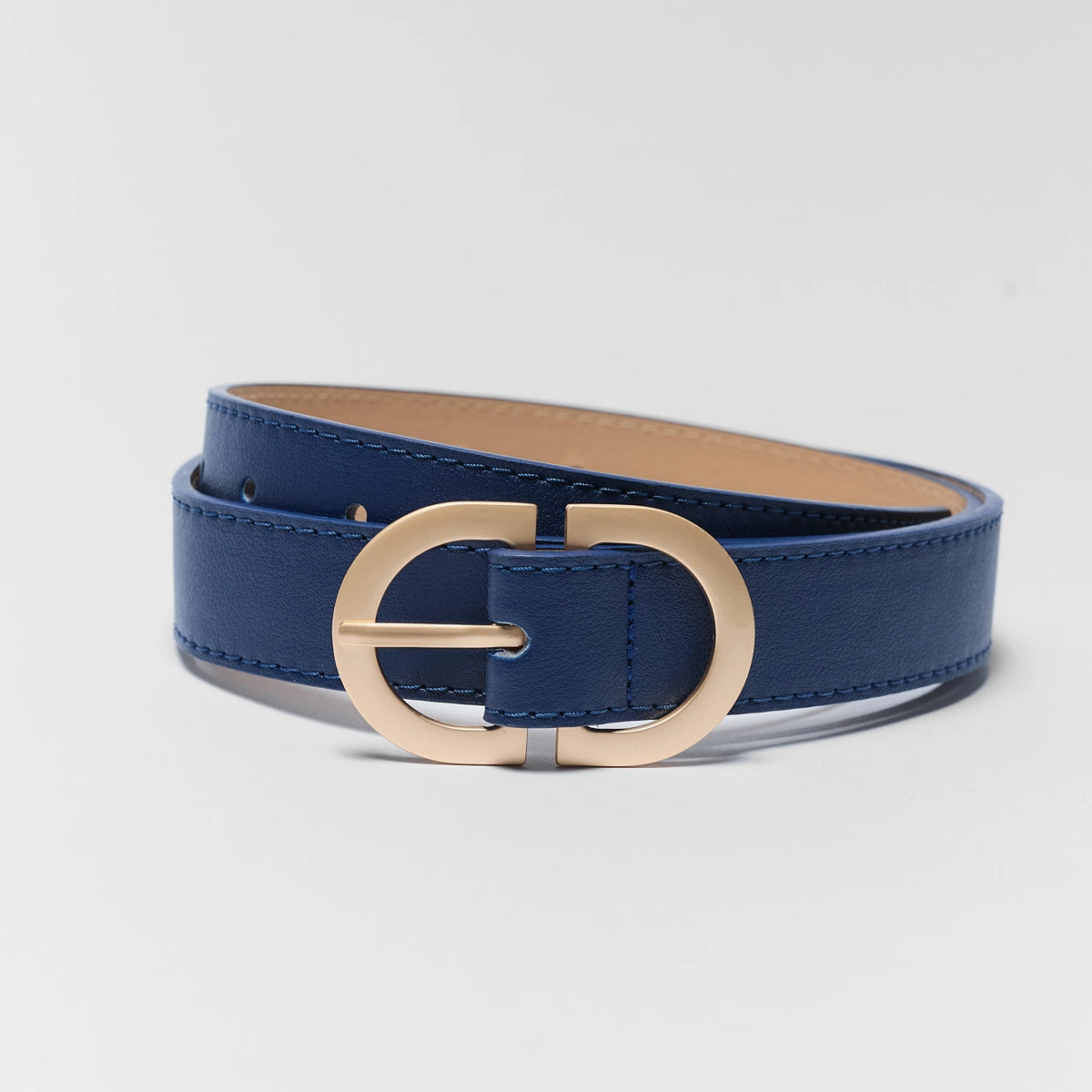 Women\'s Blue Leather Estro Versa Belt Versace Medusa detail blue leather belt - Blue|DCU4140DVTP1D7PE main image 4