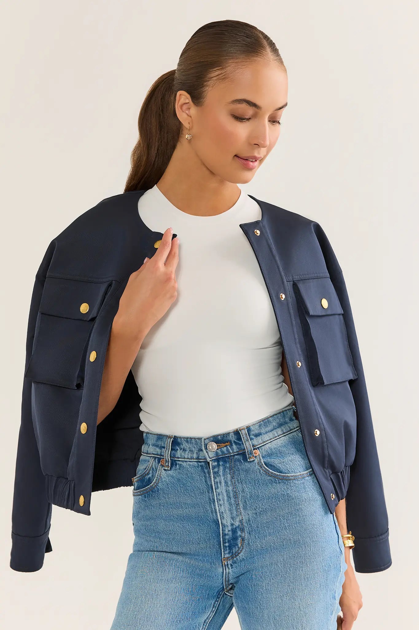 Navy Button Up Jacket
