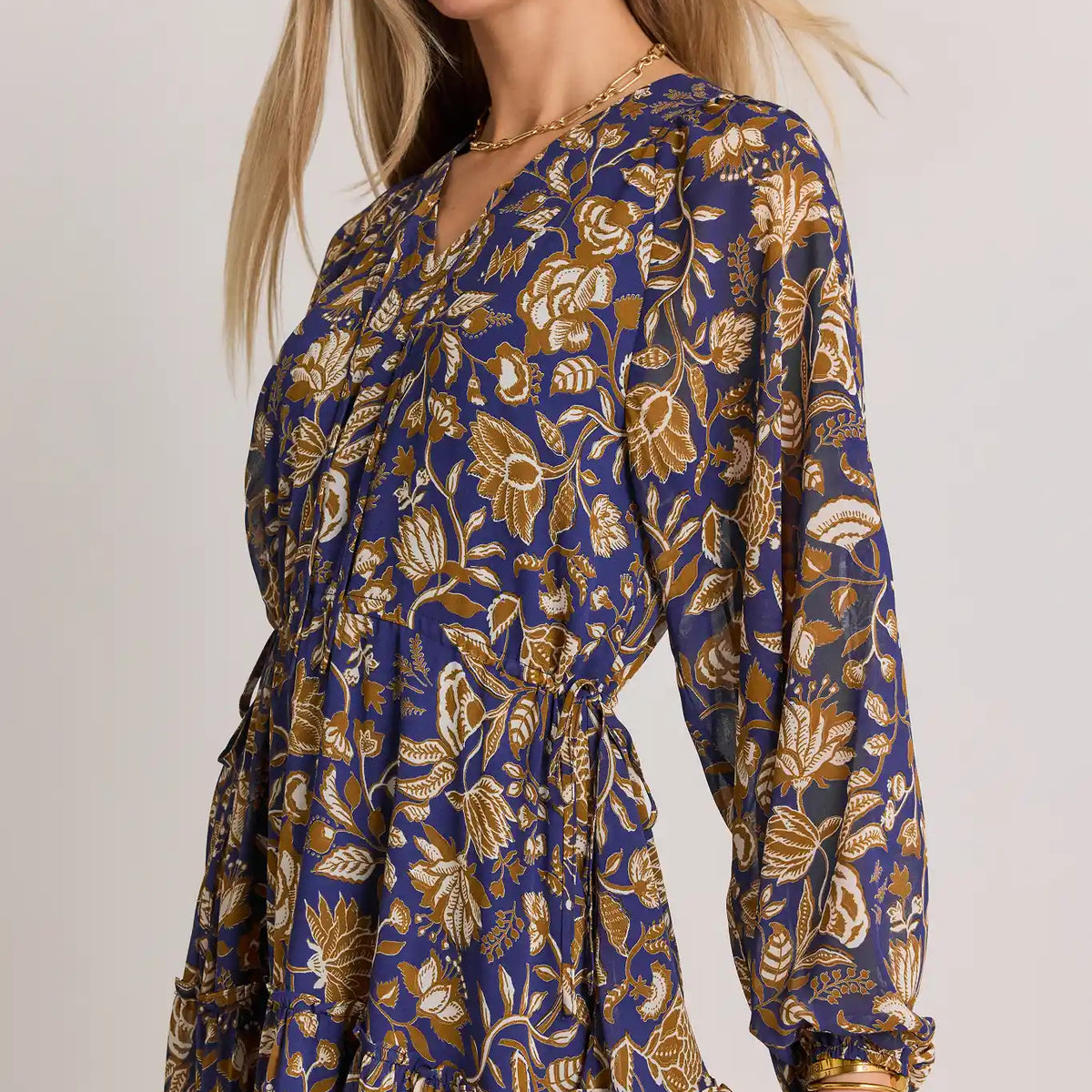 print dress long sleeve Navy Floral Maxi Cherry Velvet Midi Dress– Adicolor decorated with a multicolored Select your size:XL - 10