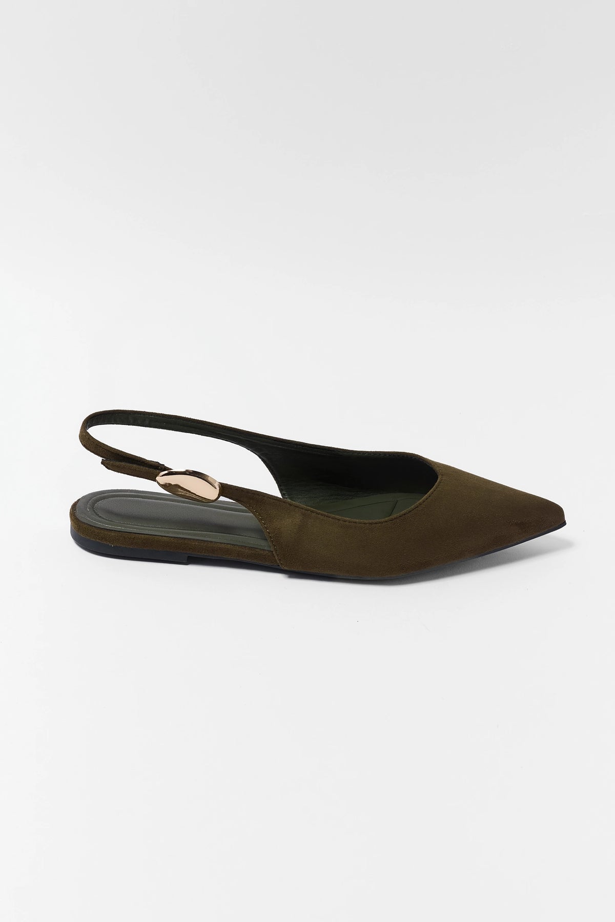 Olive Faux Suede Slingback Flats
