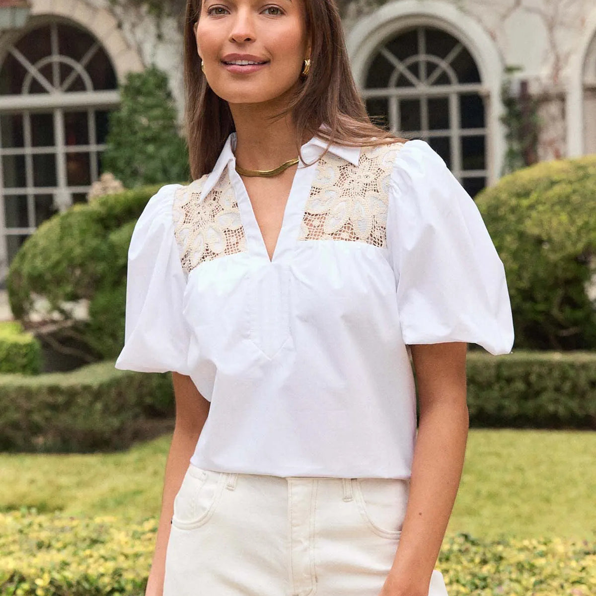 Penelope White Crochet Lace Top | Avara