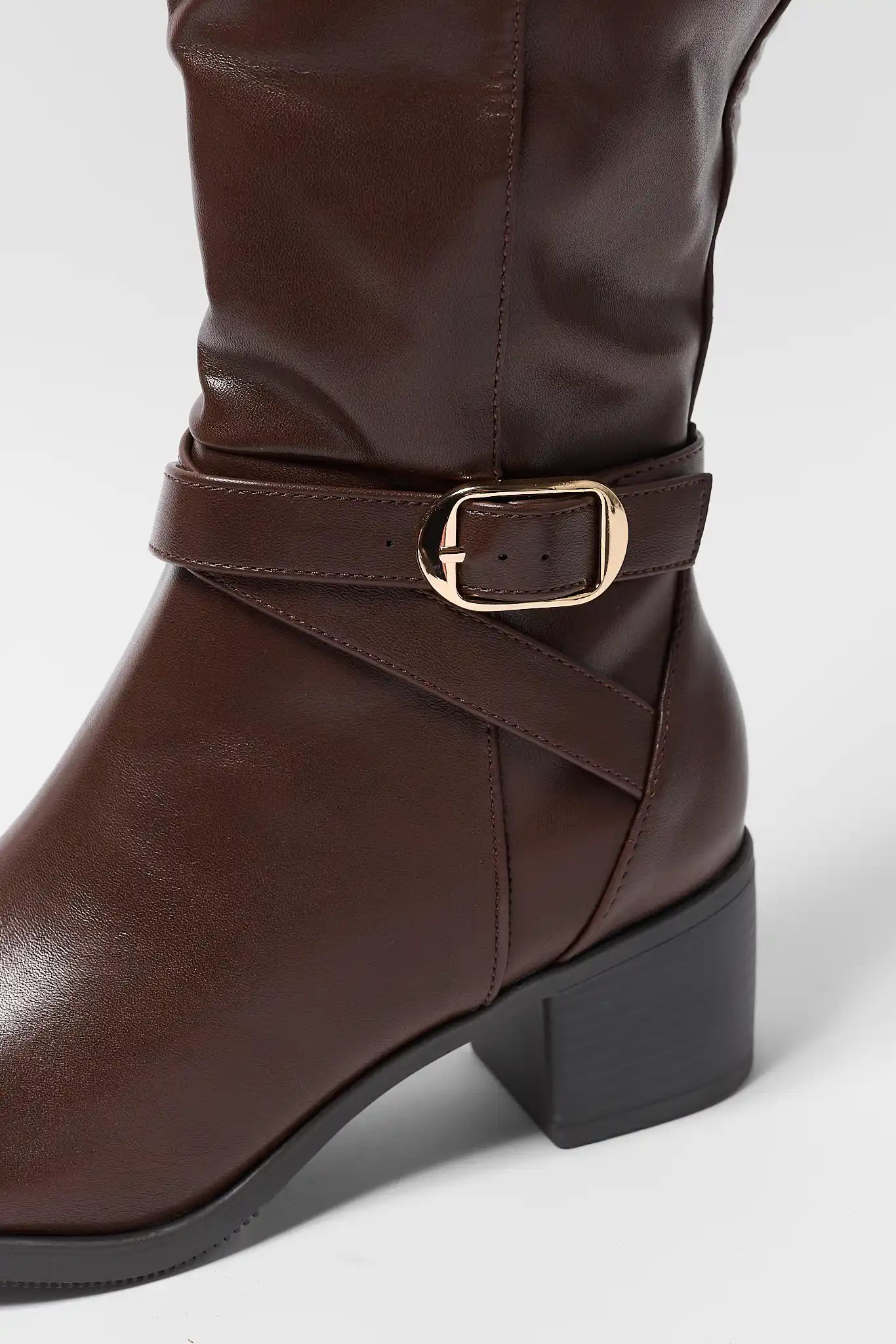 Prudence Brown Faux Leather Boots