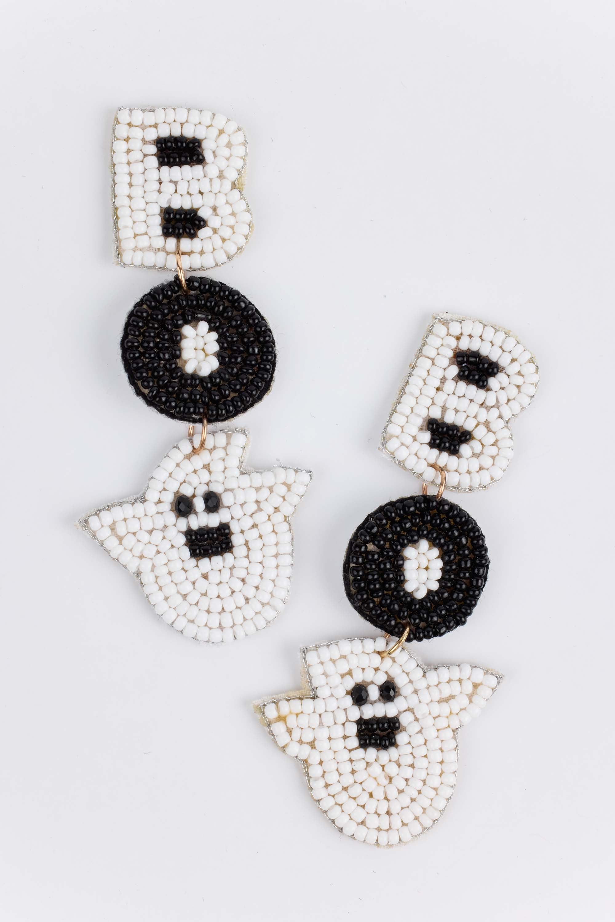 Beaded Boo Halloween Earrings