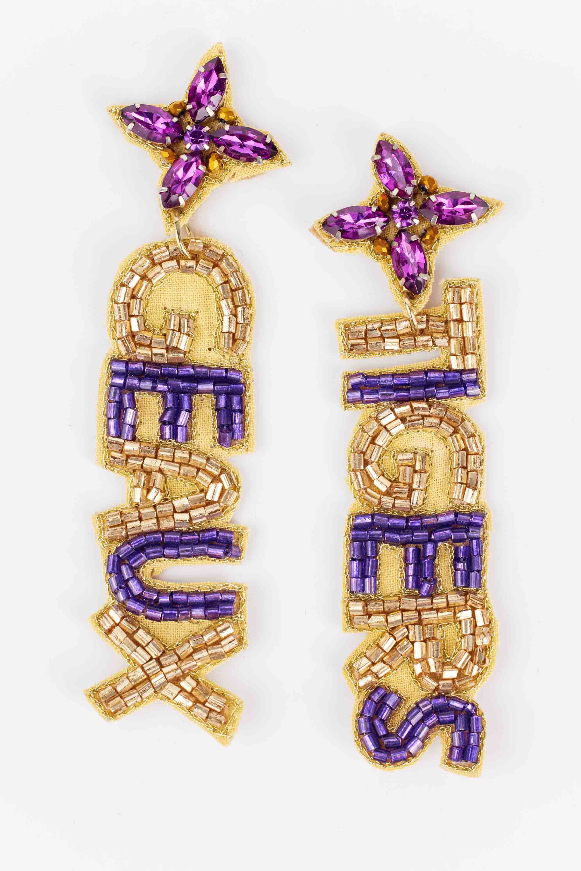 LSU Beaded Earrings by Treasure Jewels