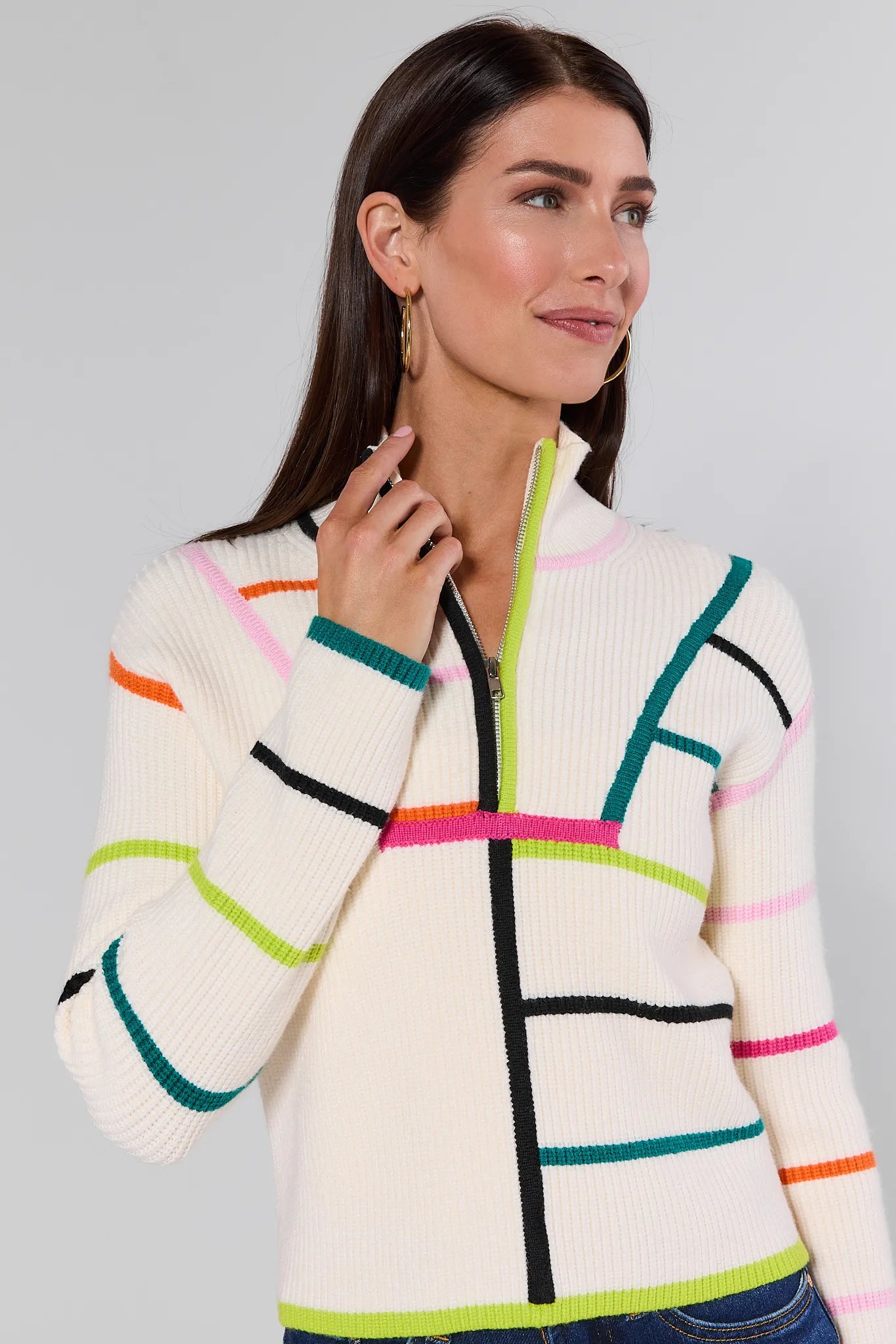 Carmen Striped Half Zip Sweater