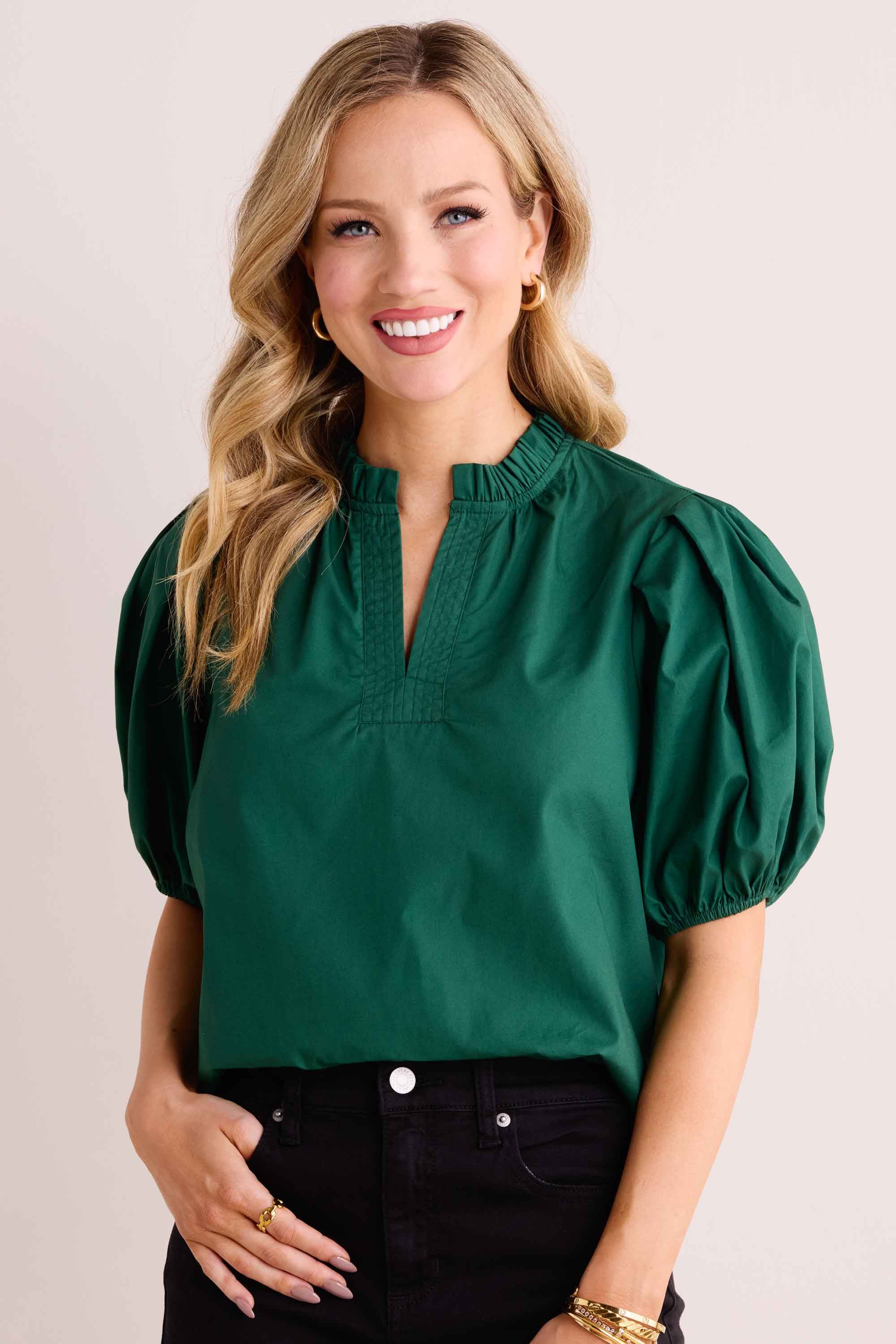 Georgina Top- Dark Green