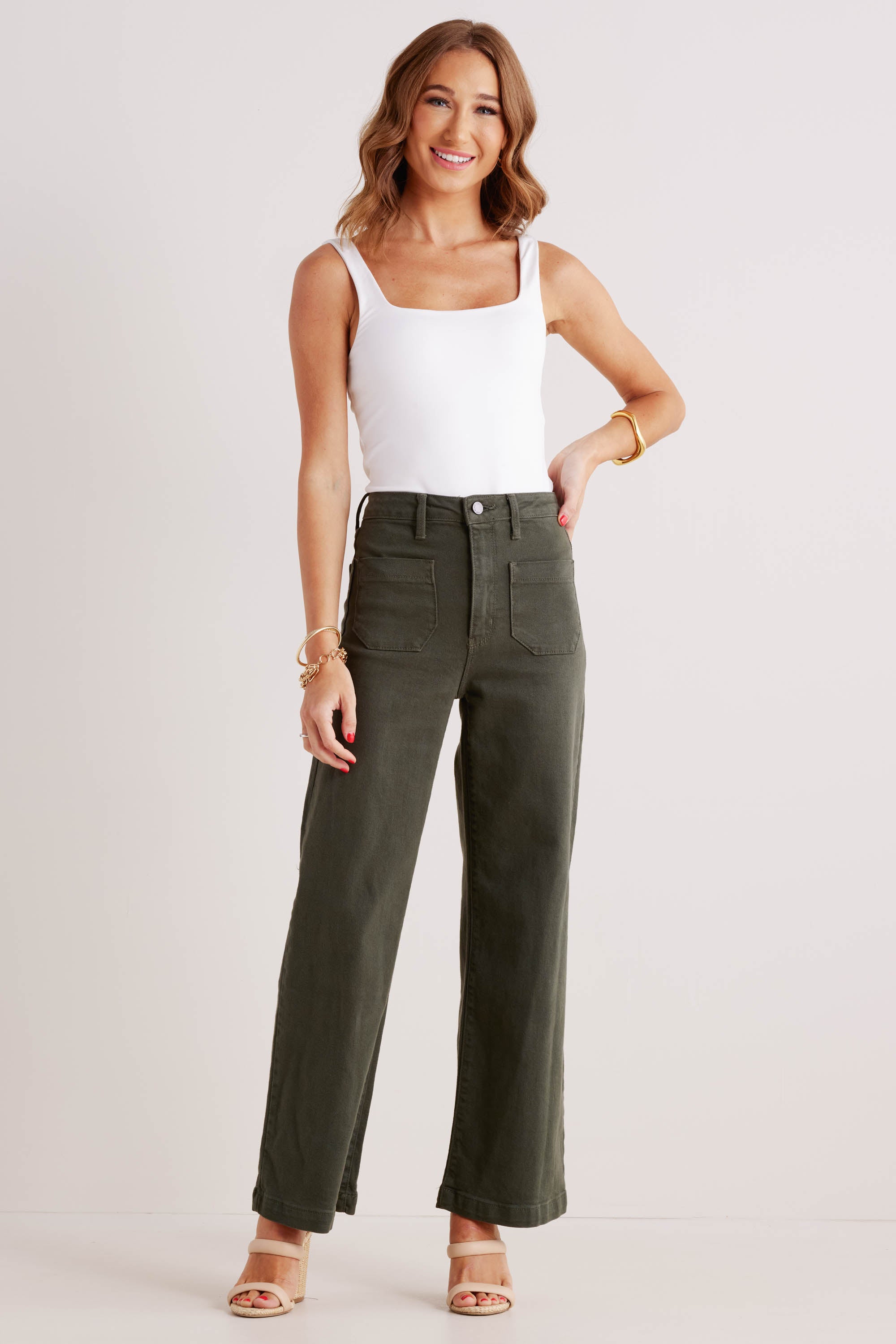 Kimberly Jeans- Dark Olive