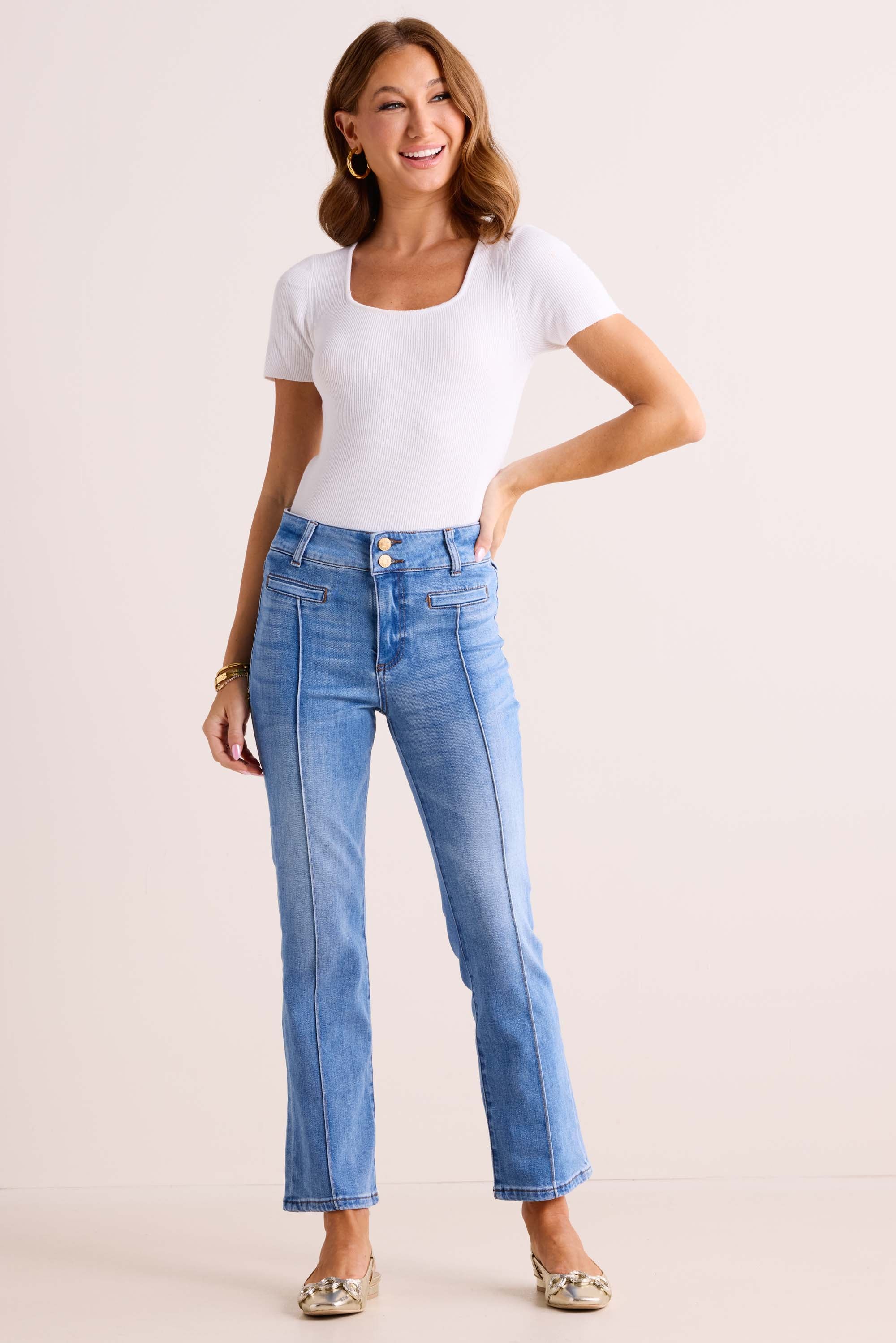 Kelsey Jeans Ankle Flare - Medium Wash by KUT from the Kloth